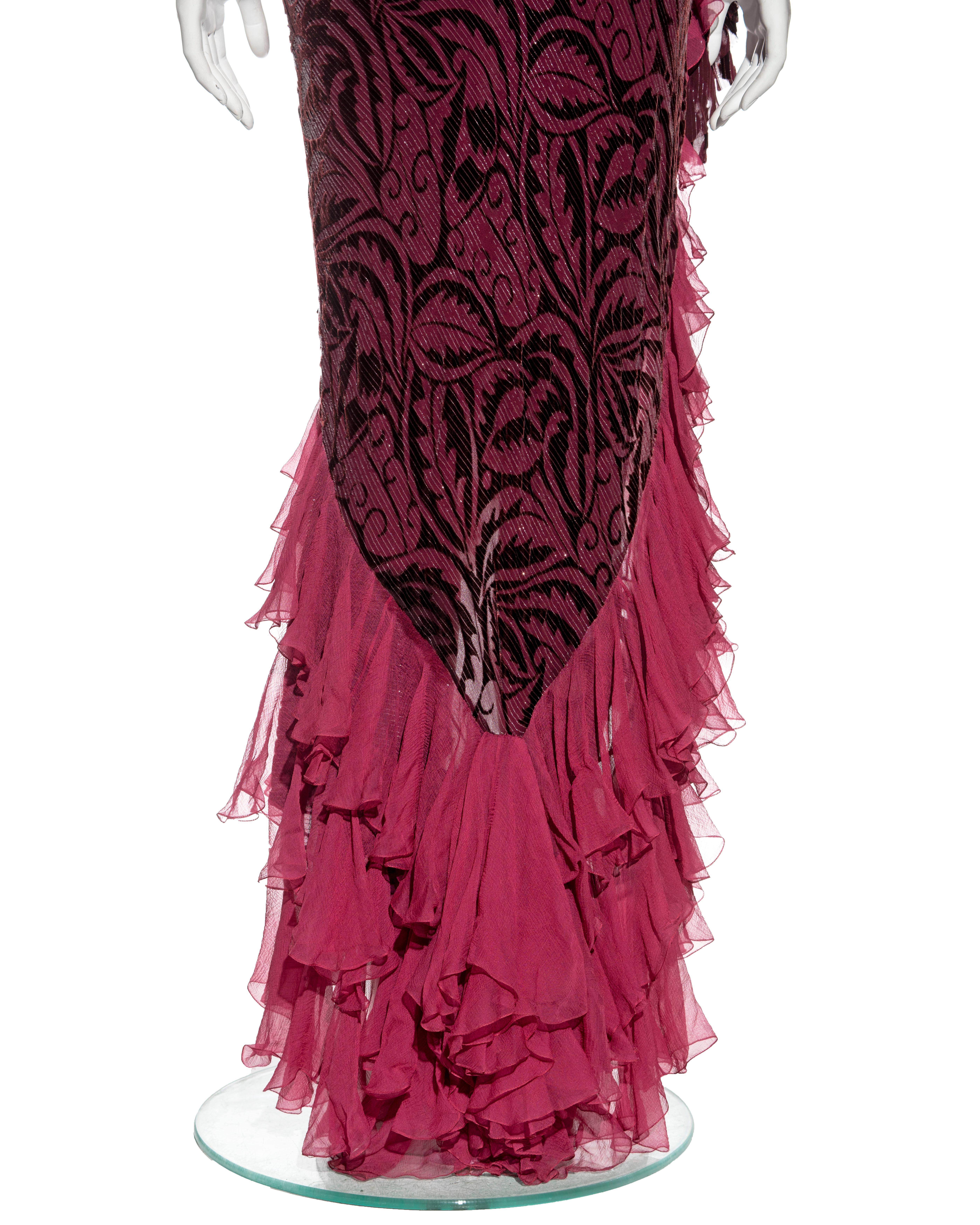 John Galliano metallic plum bias cut chiffon evening dress, fw 2003 5