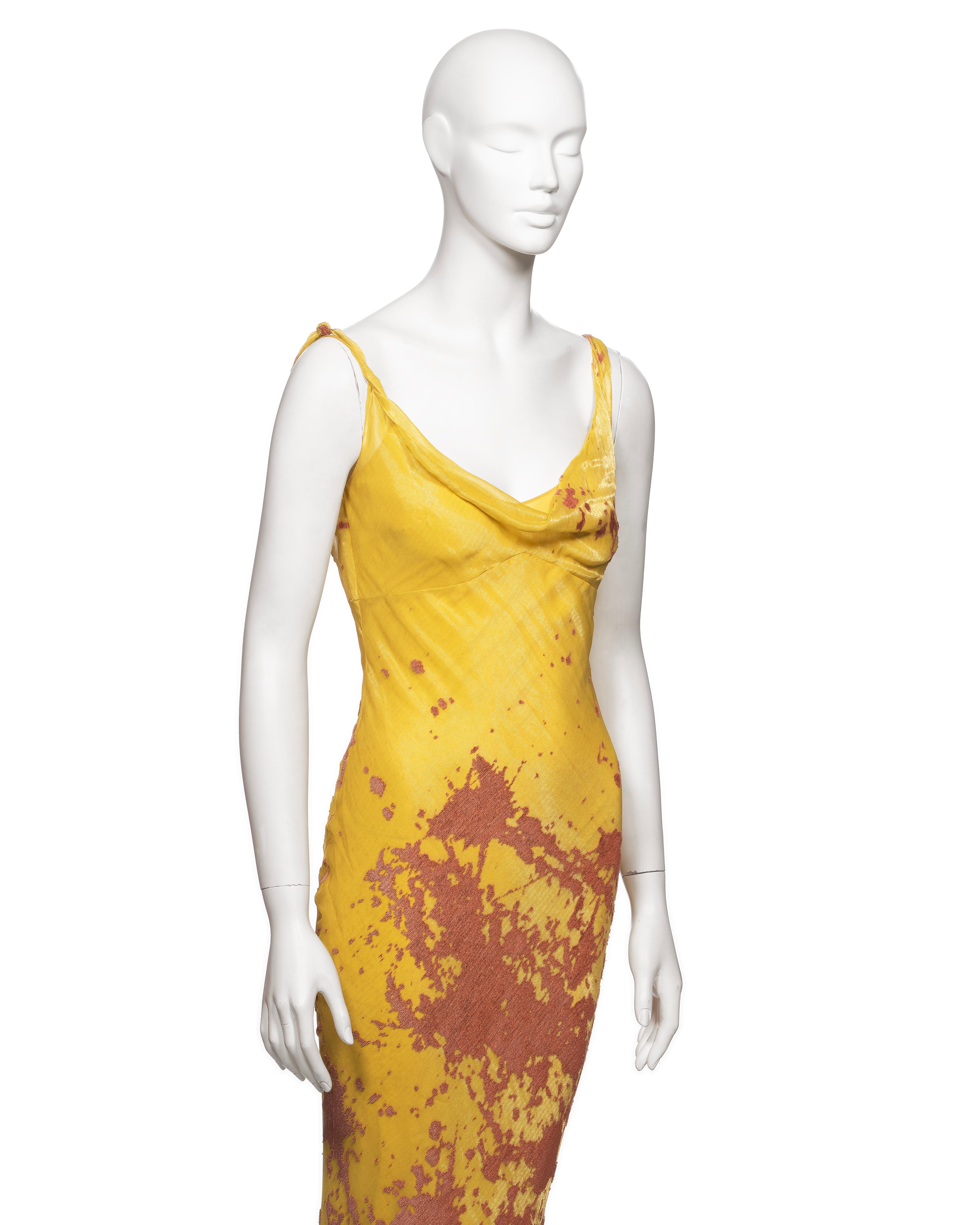 John Galliano Metallic Yellow and Peach Lamé and Silk Evening Dress, FW 2000 For Sale 1
