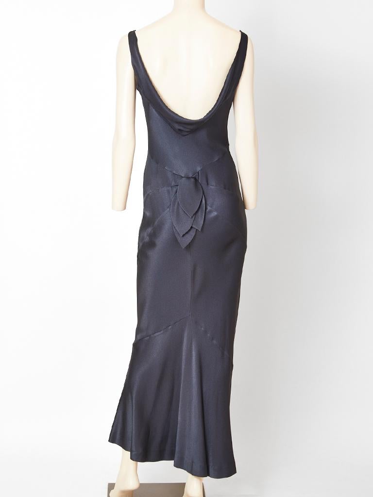 John Galliano Midnight Blue  Satin Bias Cut Evening Dress In Good Condition In New York, NY