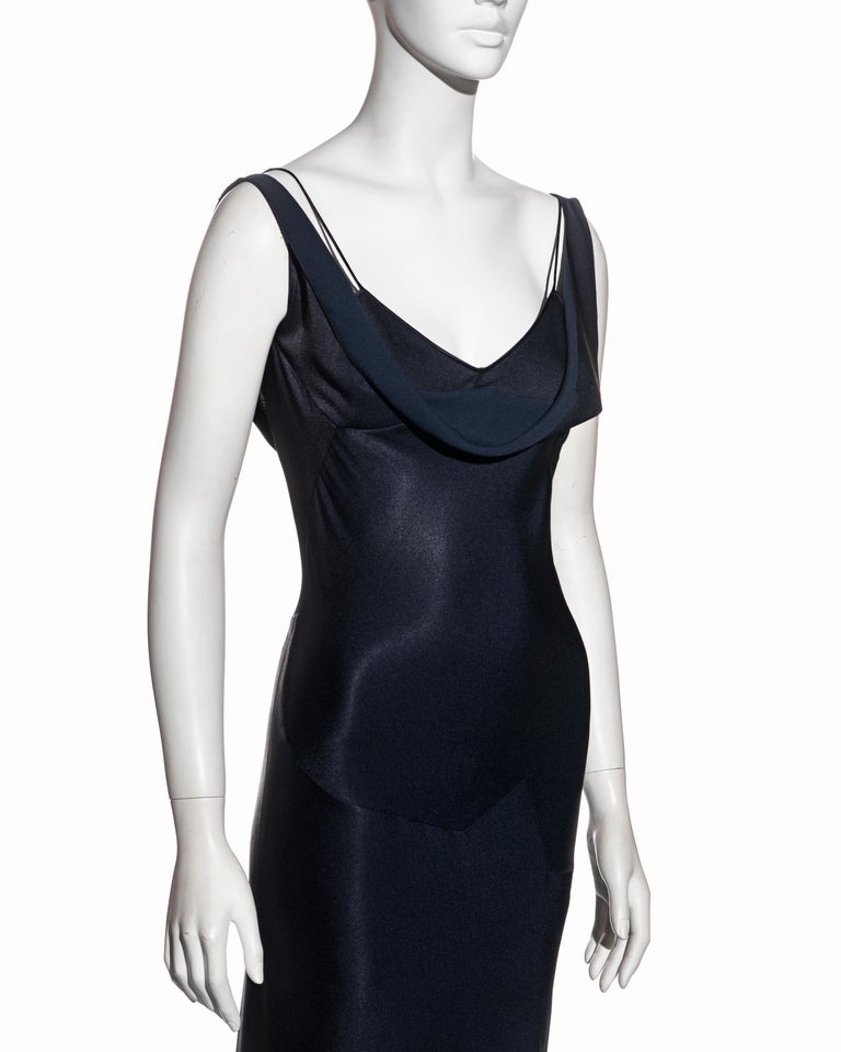 John Galliano Midnight Blue Satin Crepe Bias Cut Evening Dress Fw 1995 john-galliano-midnight-blue-satin-crepe-bias-cut-evening-dress-fw-1995