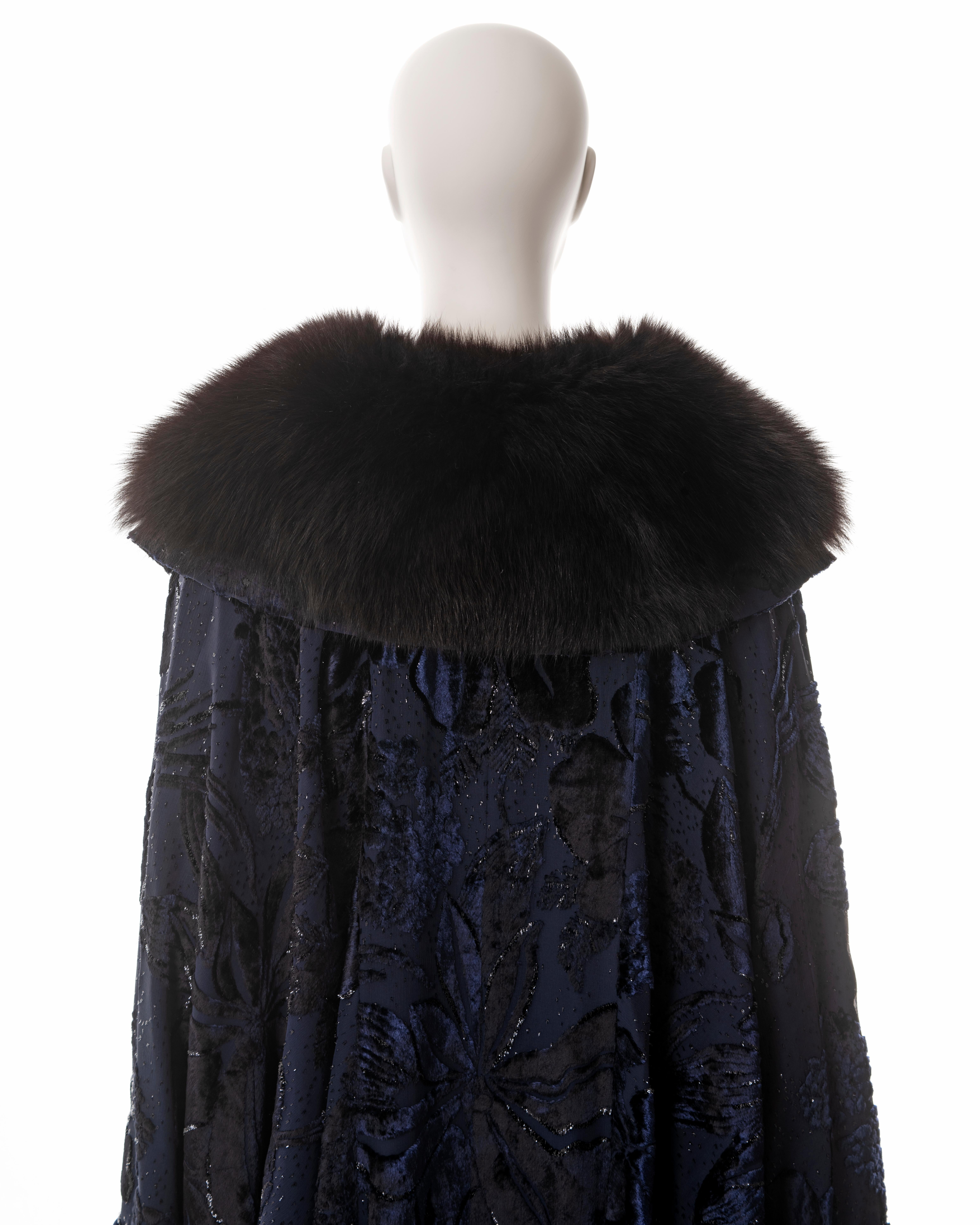 John Galliano midnight blue velvet devoré evening coat, fw 2000 9