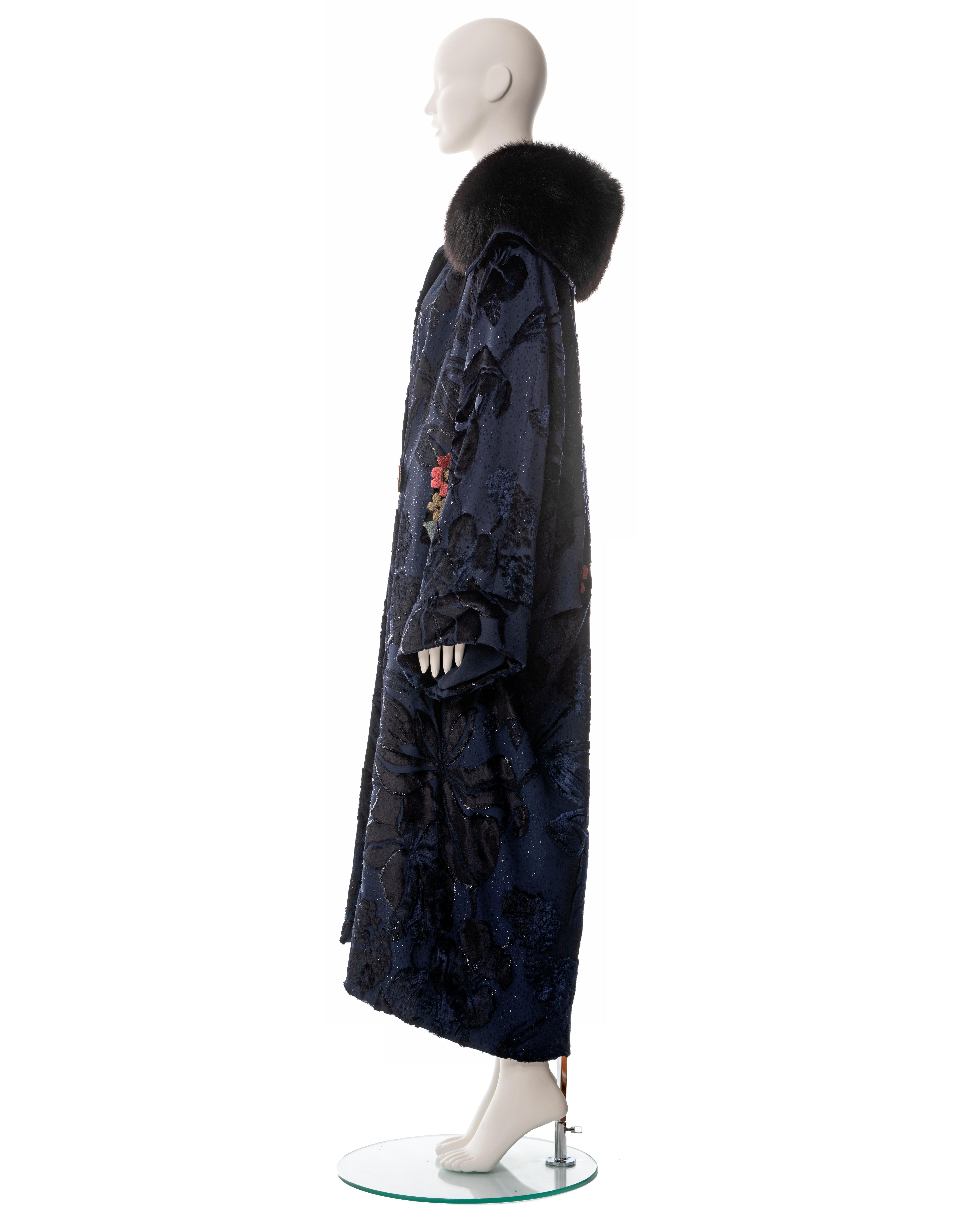 John Galliano midnight blue velvet devoré evening coat, fw 2000 5