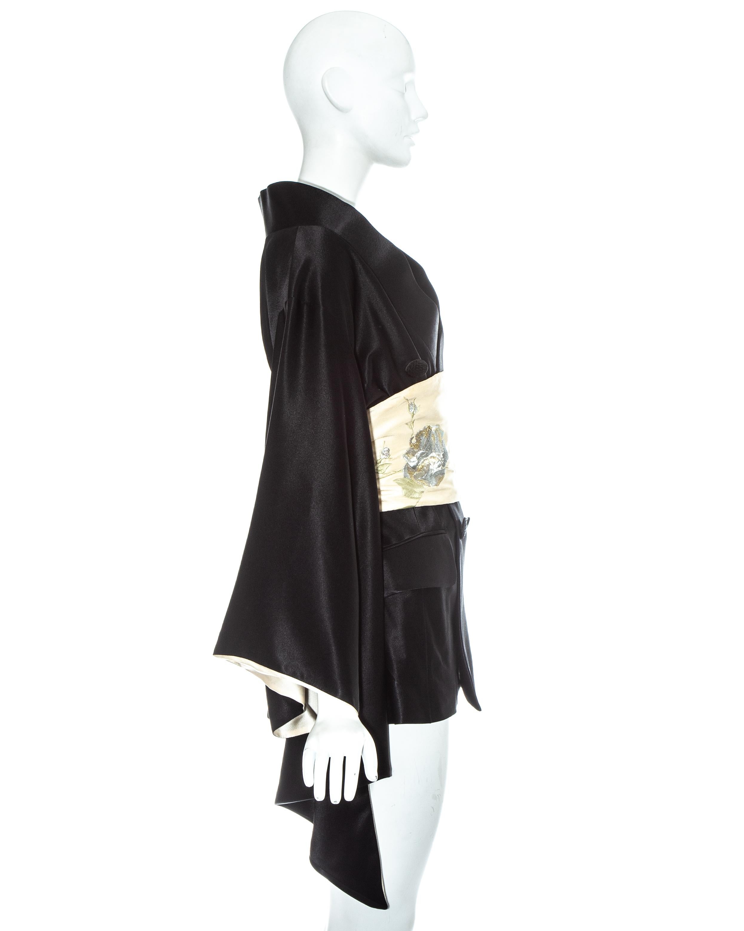 Women's John Galliano Minimono / kimono mini dress with embroidered obi belt, fw 1994