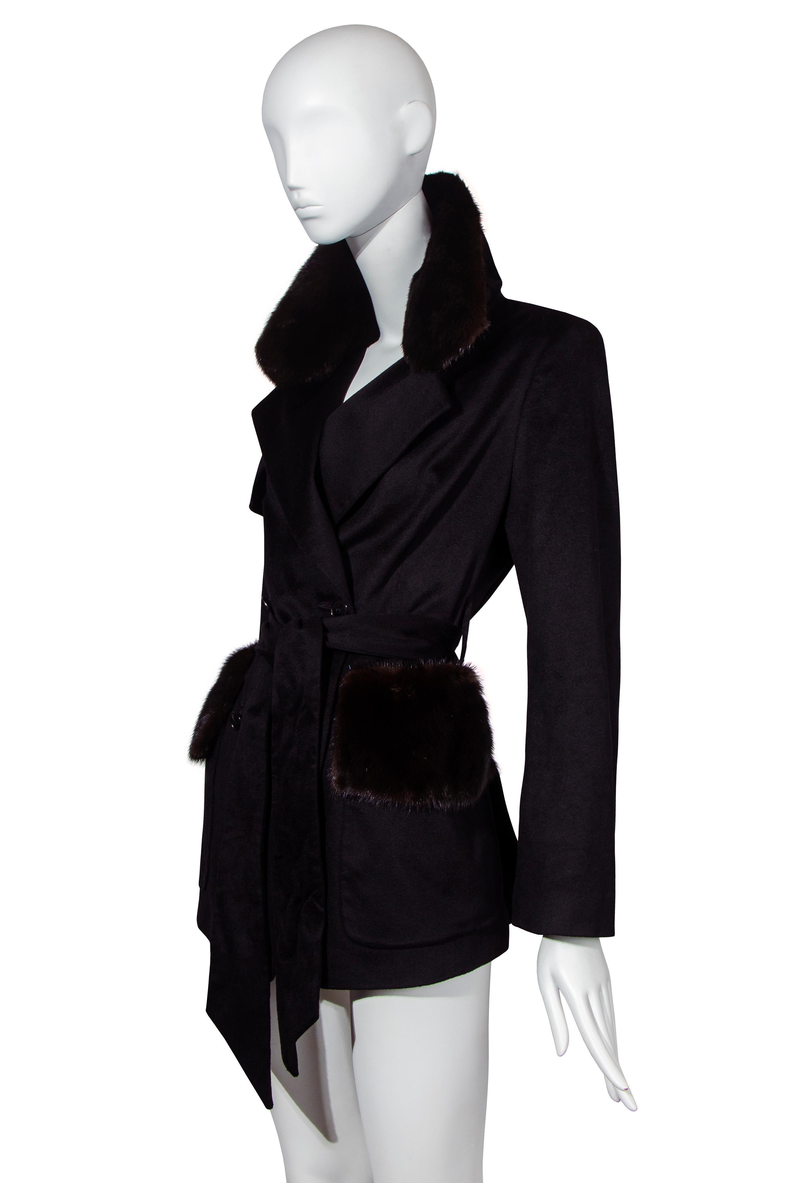 Women's John Galliano mink & cashmere cropped trench coat, fw 1997 For Sale