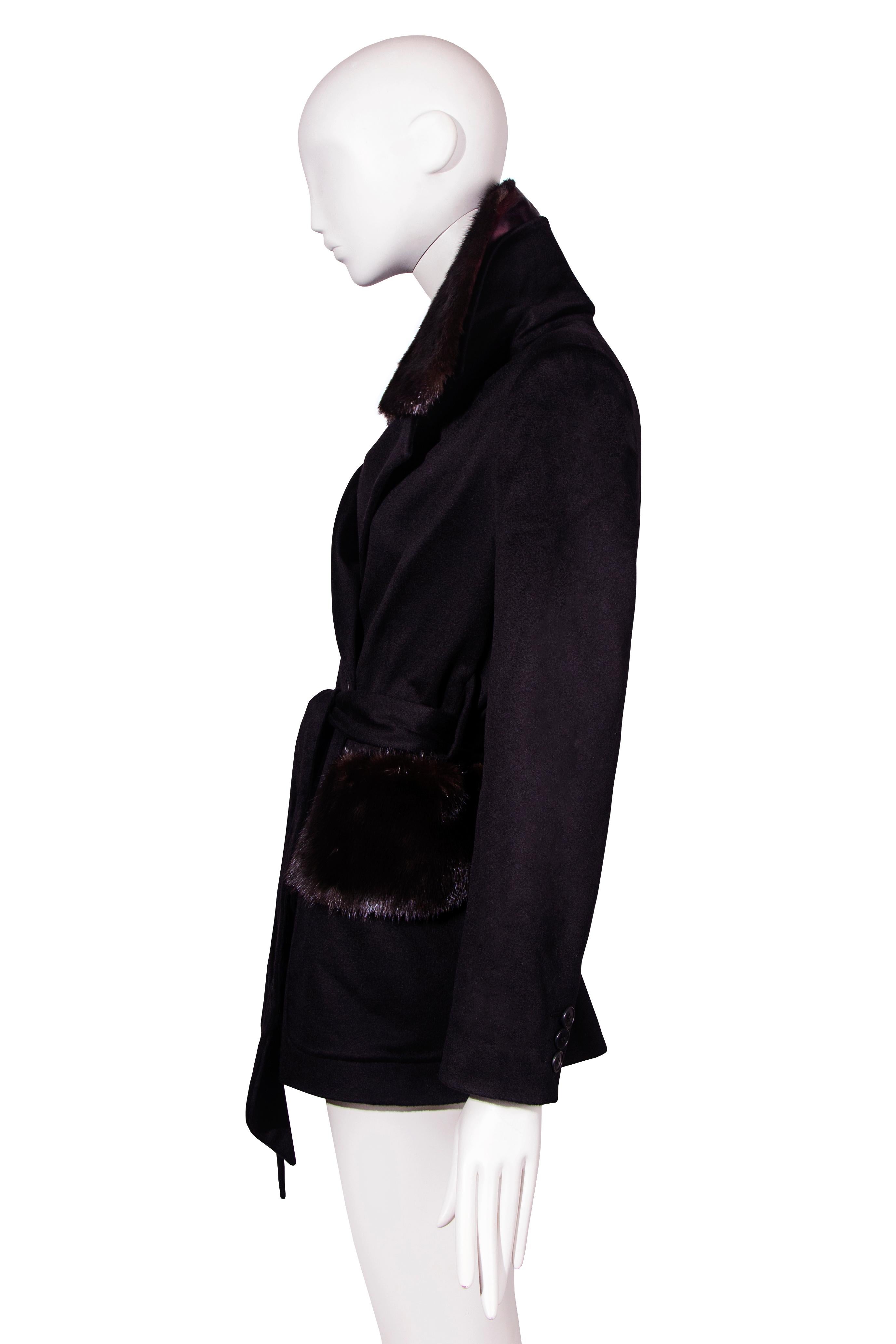 John Galliano mink & cashmere cropped trench coat, fw 1997 For Sale 2