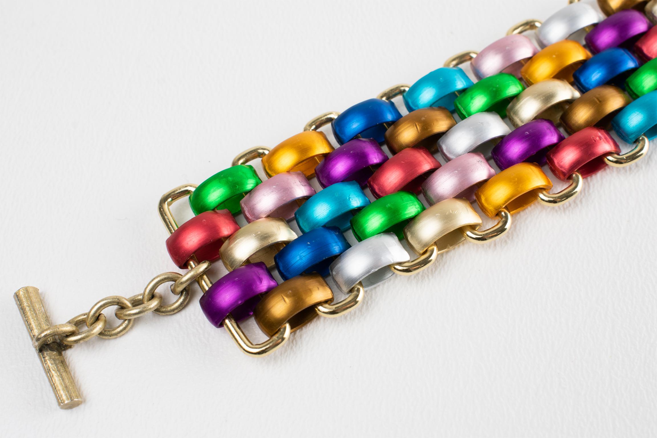 John Galliano Multicolor Aluminium A Link Armband Armspange im Angebot 1