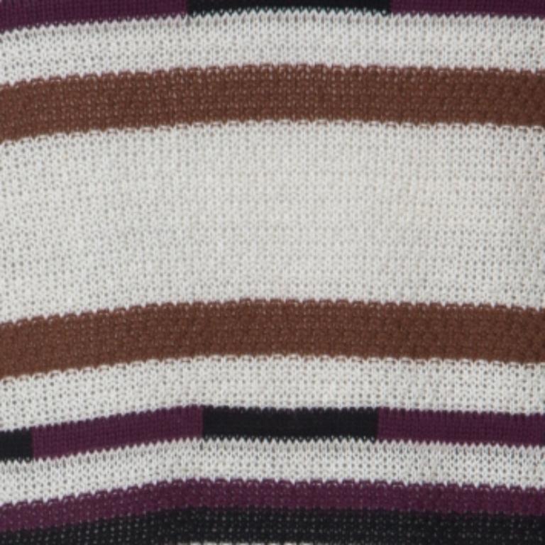 John Galliano Pull en maille crochet rayé multicolore L Pour femmes en vente