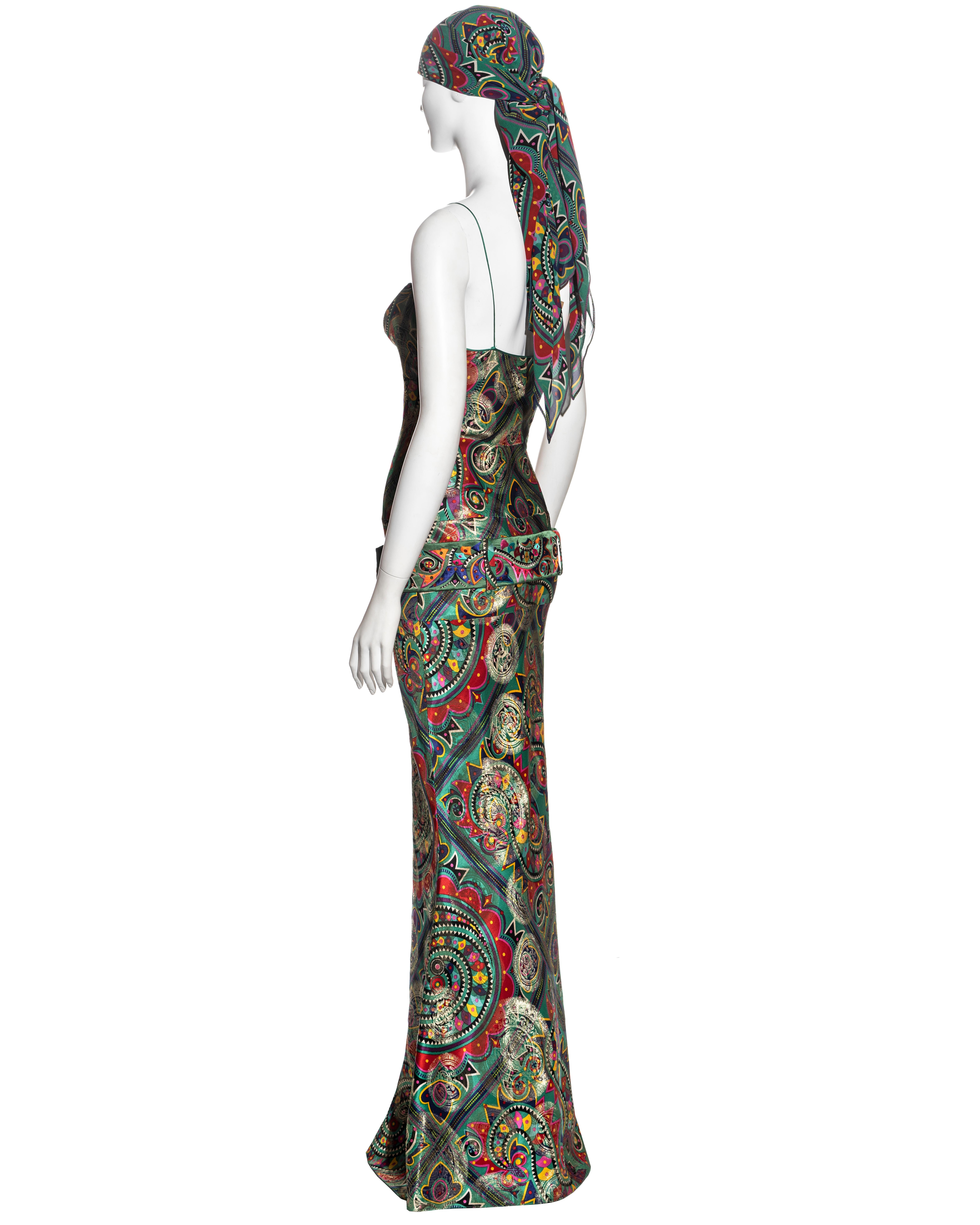 John Galliano multicoloured metallic silk jacquard evening dress, fw 2002 For Sale 2