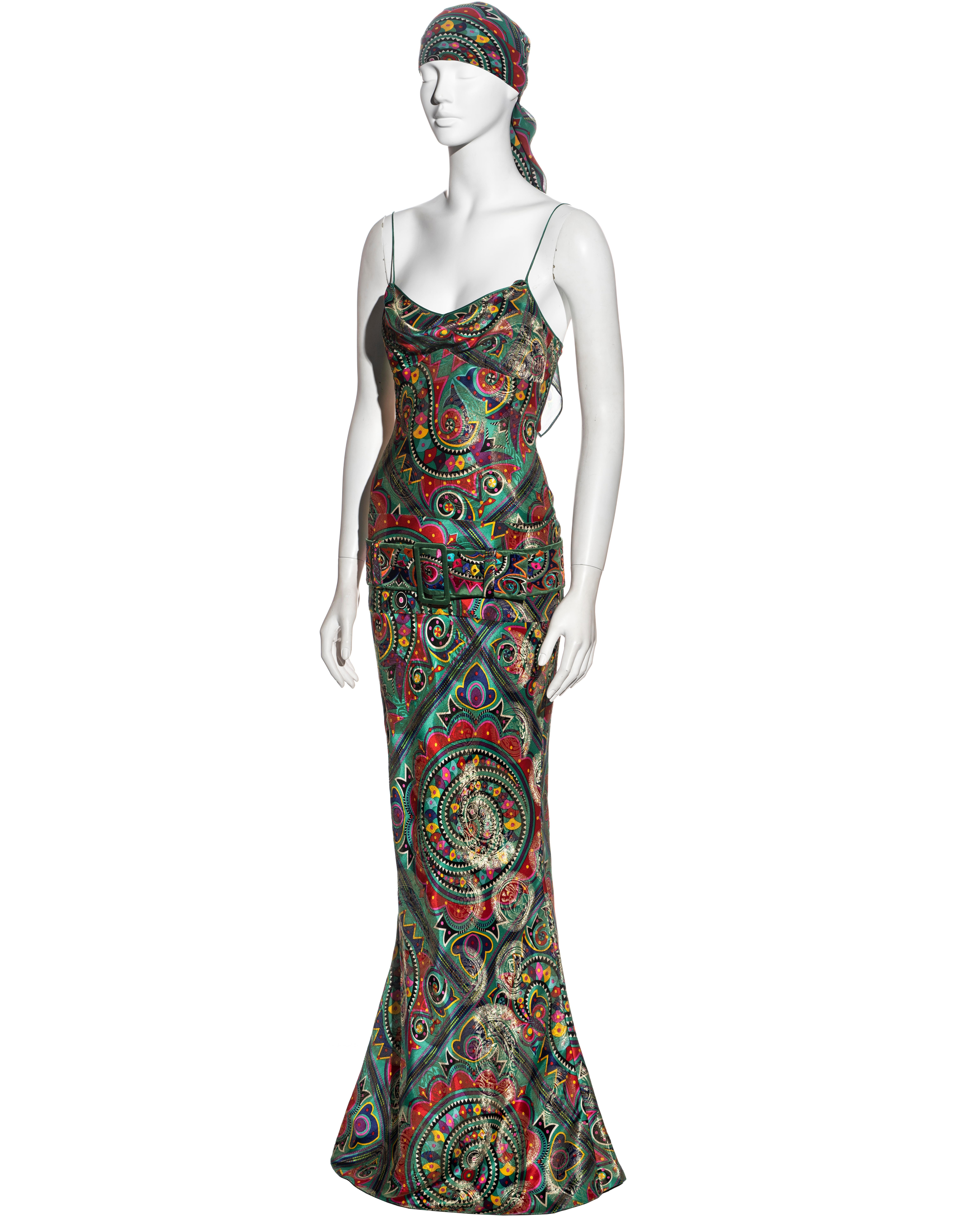 John Galliano multicoloured metallic silk jacquard evening dress, fw 2002 4