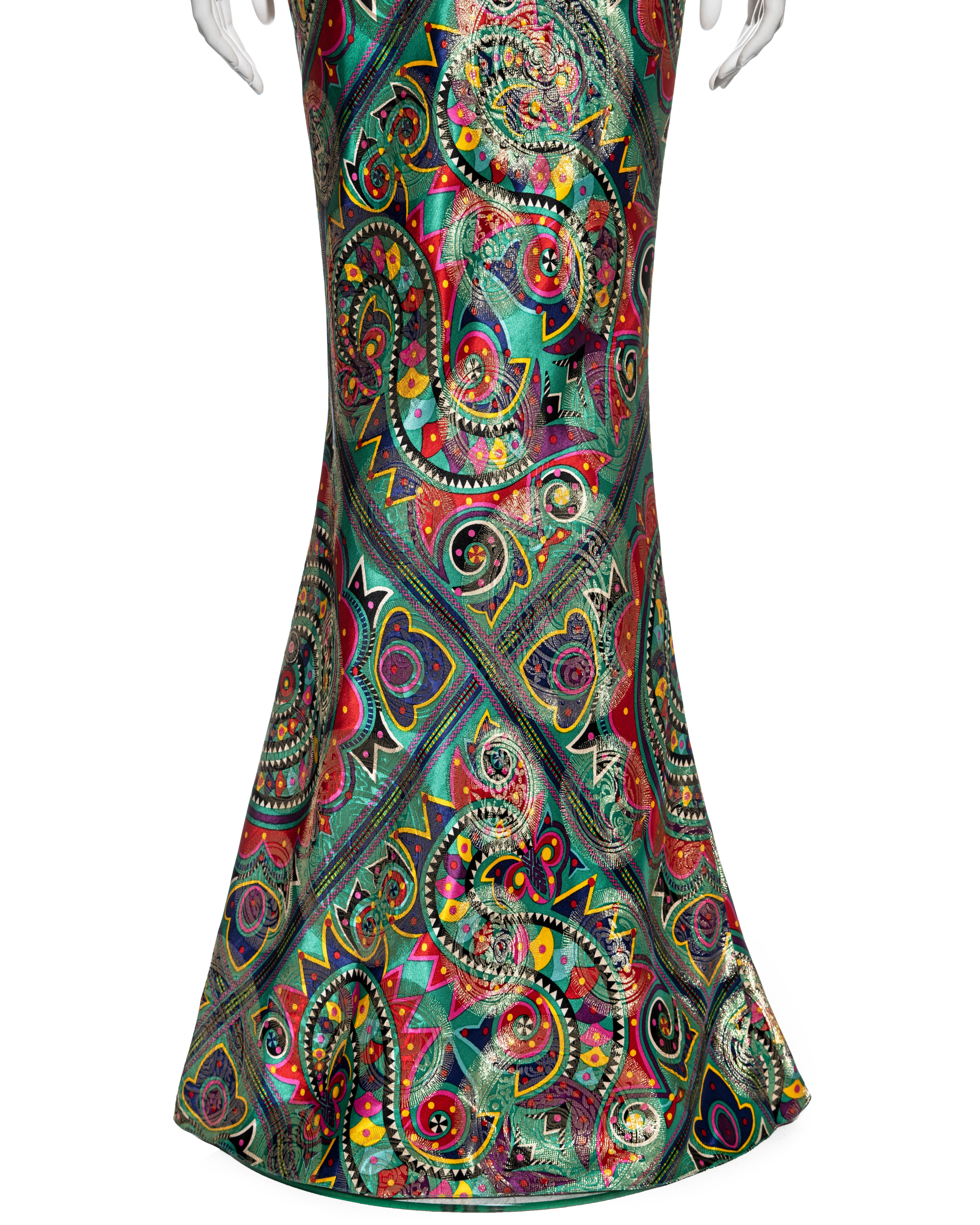 John Galliano multicoloured metallic silk jacquard evening dress, fw 2002 For Sale 1