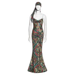 John Galliano multicoloured metallic silk jacquard evening dress, fw 2002