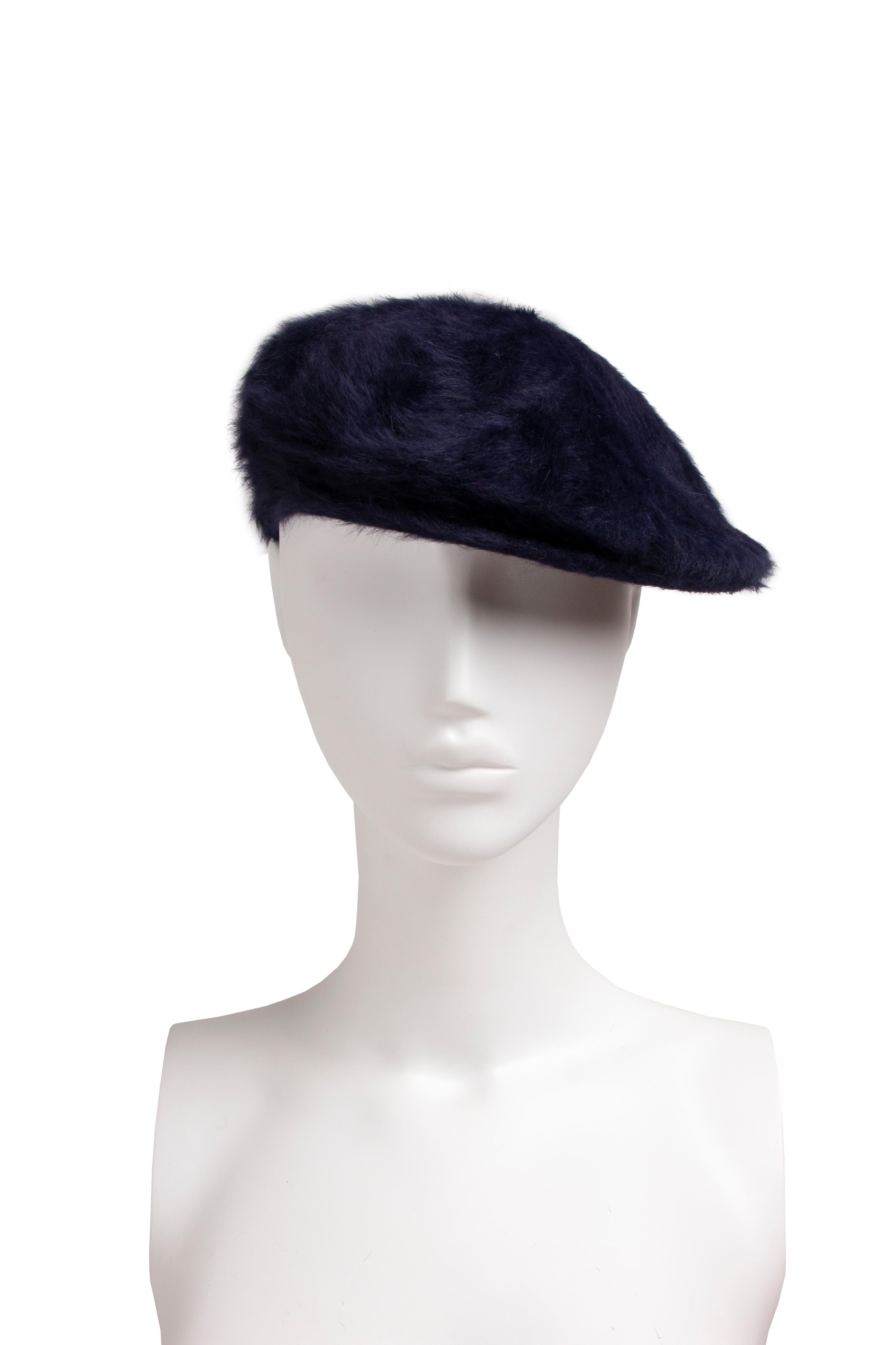 John Galliano navy angora beret hat, fw 1989 In Excellent Condition For Sale In Melbourne, AU