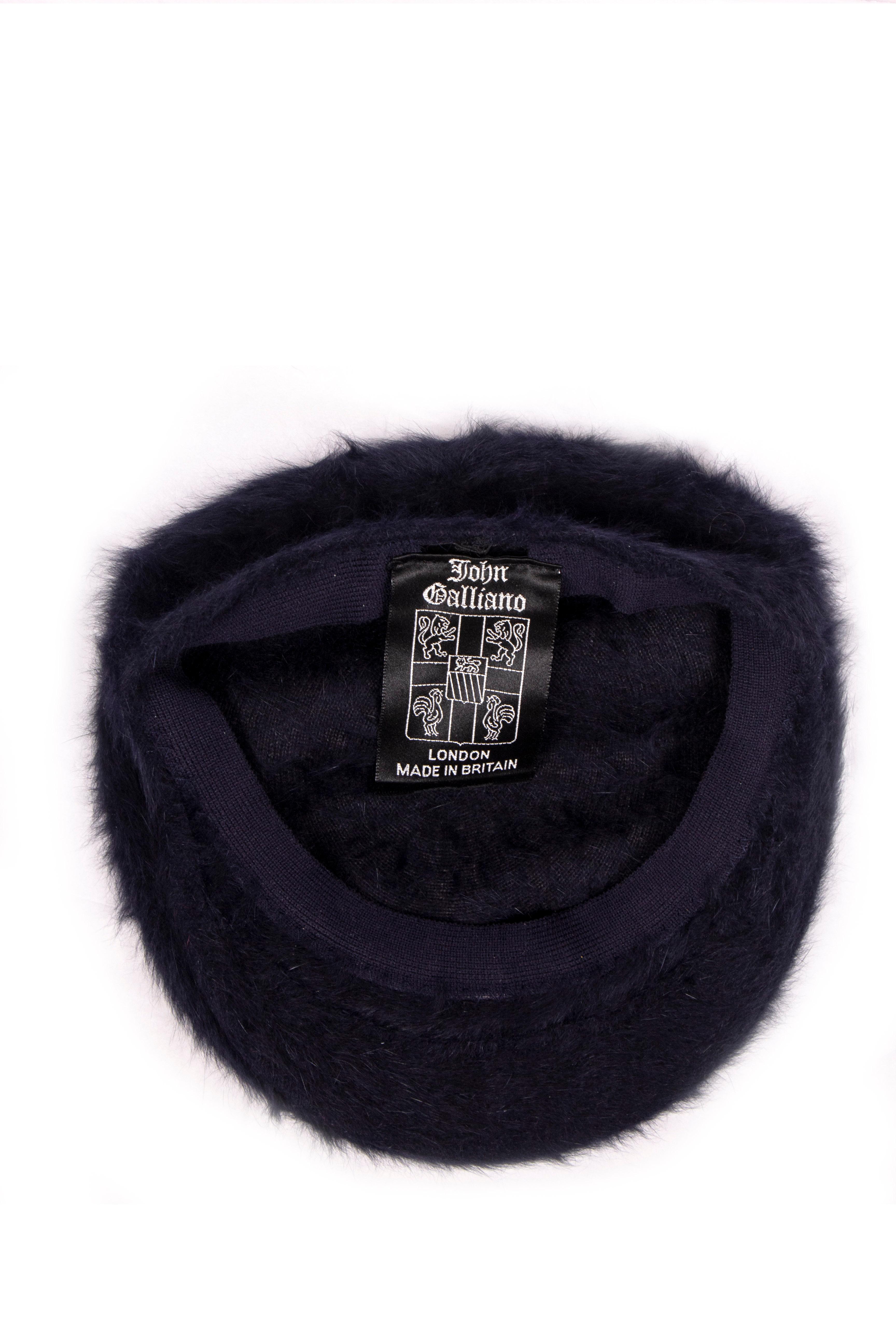 John Galliano navy angora beret hat, fw 1989 1
