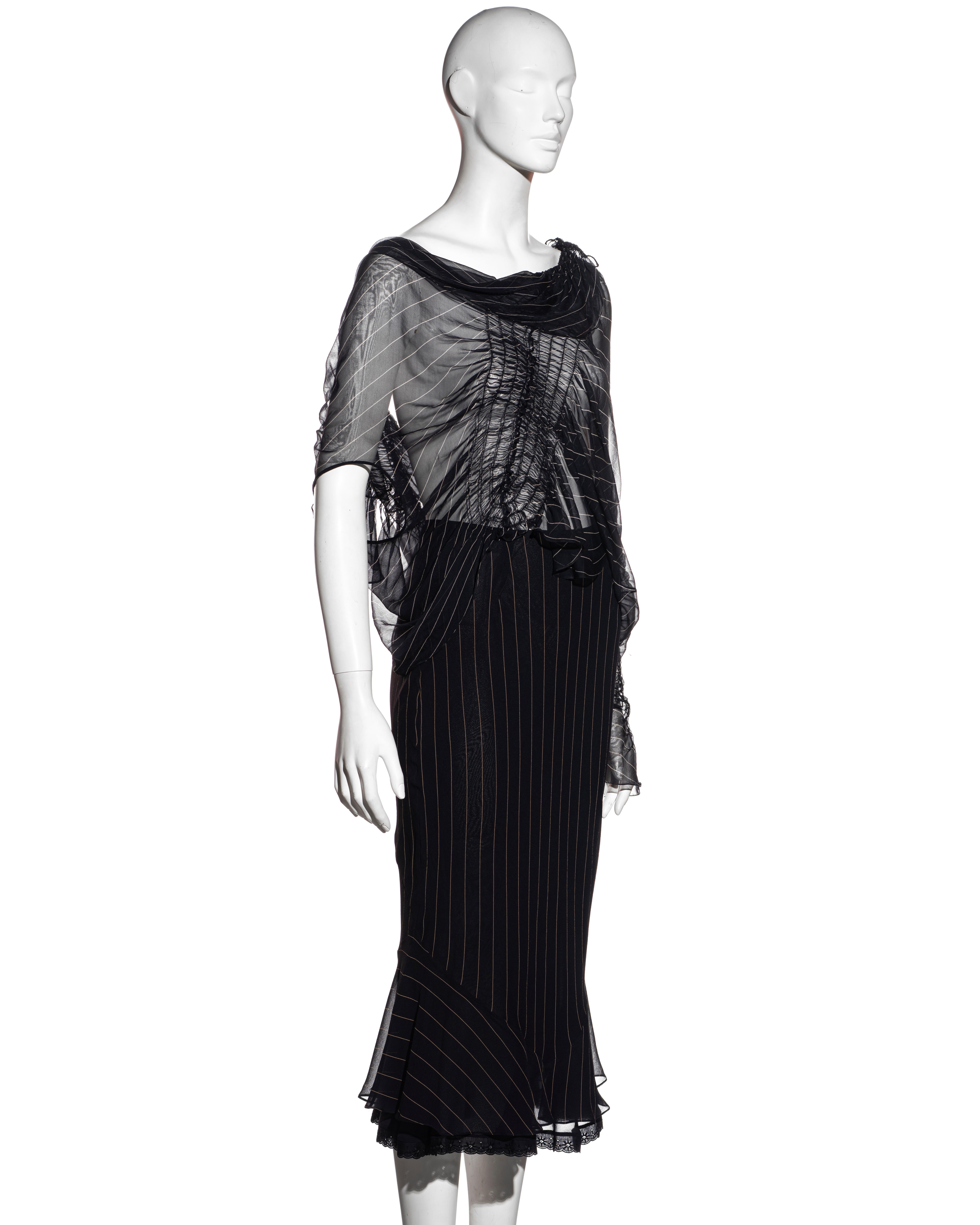 Conjunto de blusa de rayas marineras y falda de cola de pez, John Galliano, ss 2002 en venta 2