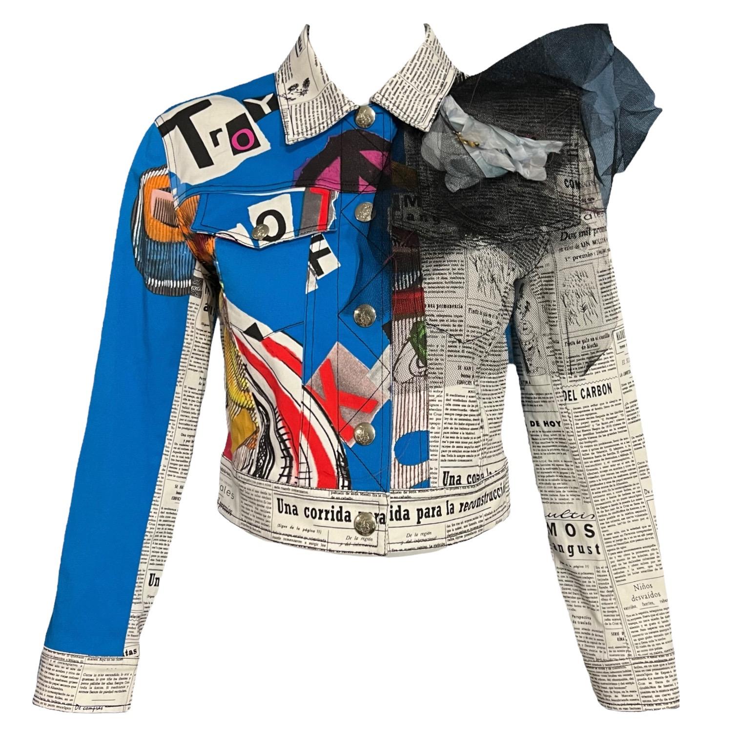 S/S 2001 John Galliano Newspaper Graffiti Printed Jacket 