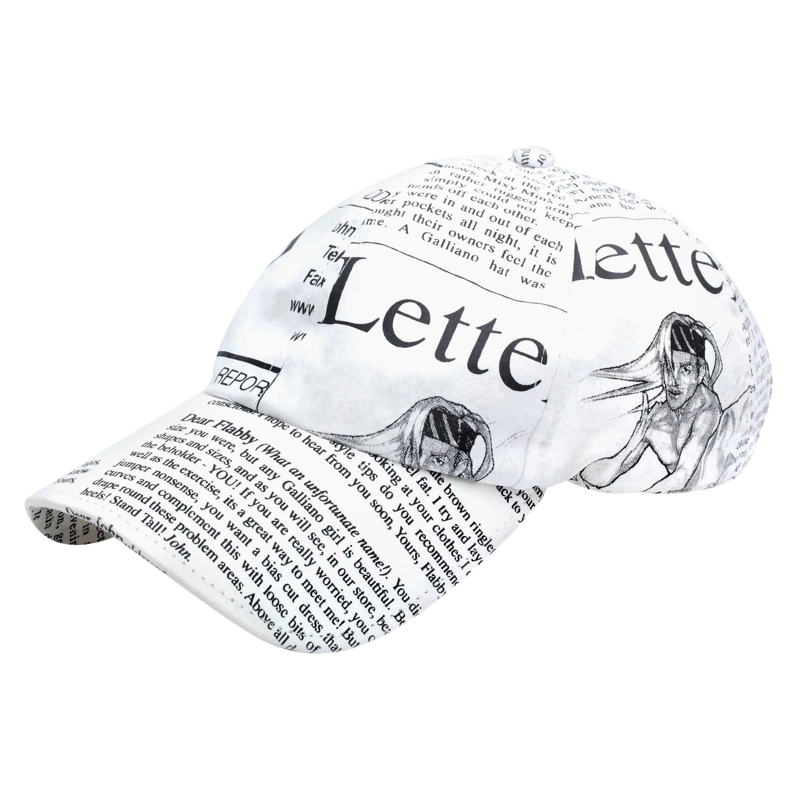 John Galliano Newspaper Print Cap For Sale