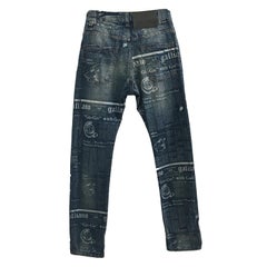 John Galliano Newspaper Print Indigo Jeans Denim Pants