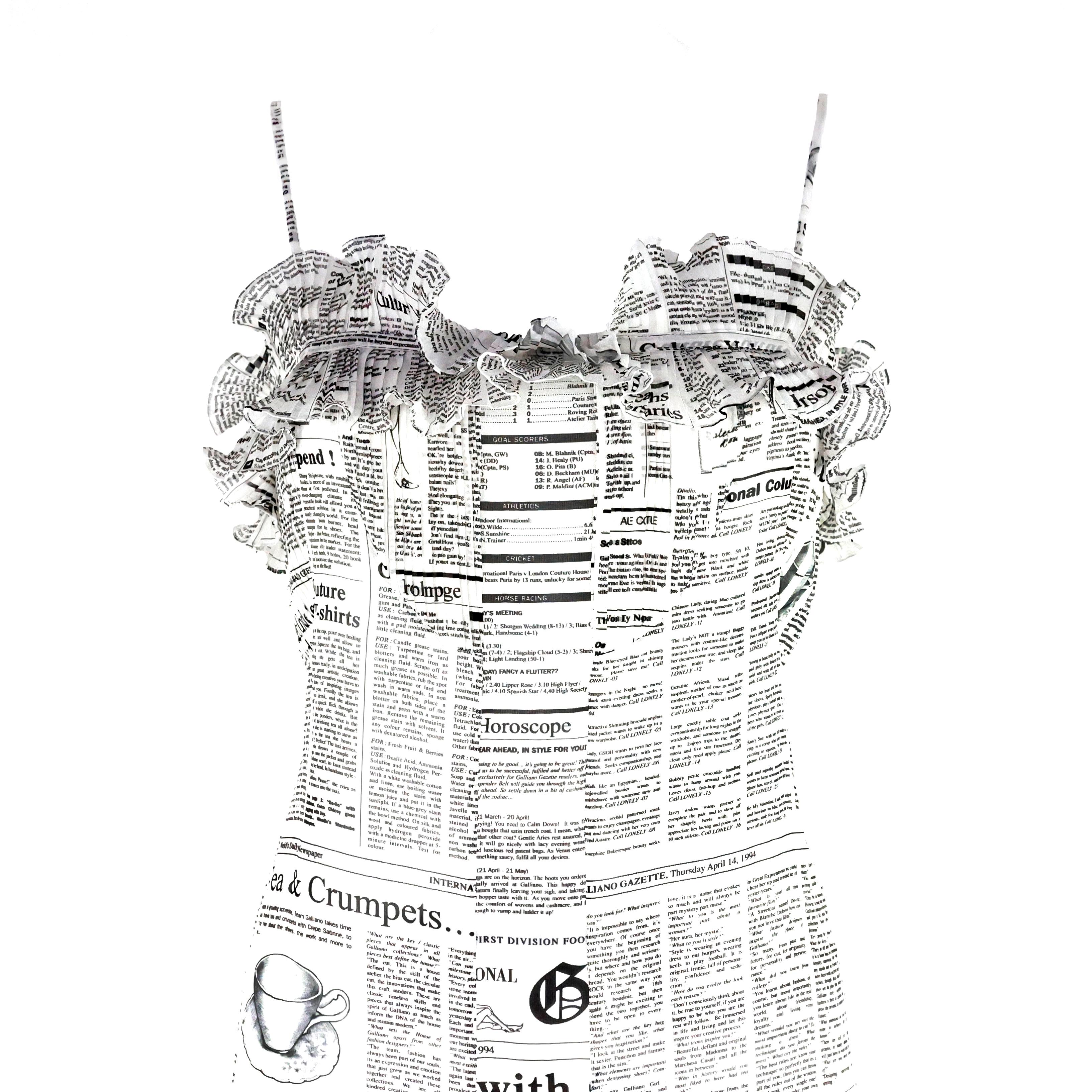 John Galliano Gazette / Newspaper Silk Dress In New Condition In Bressanone, IT