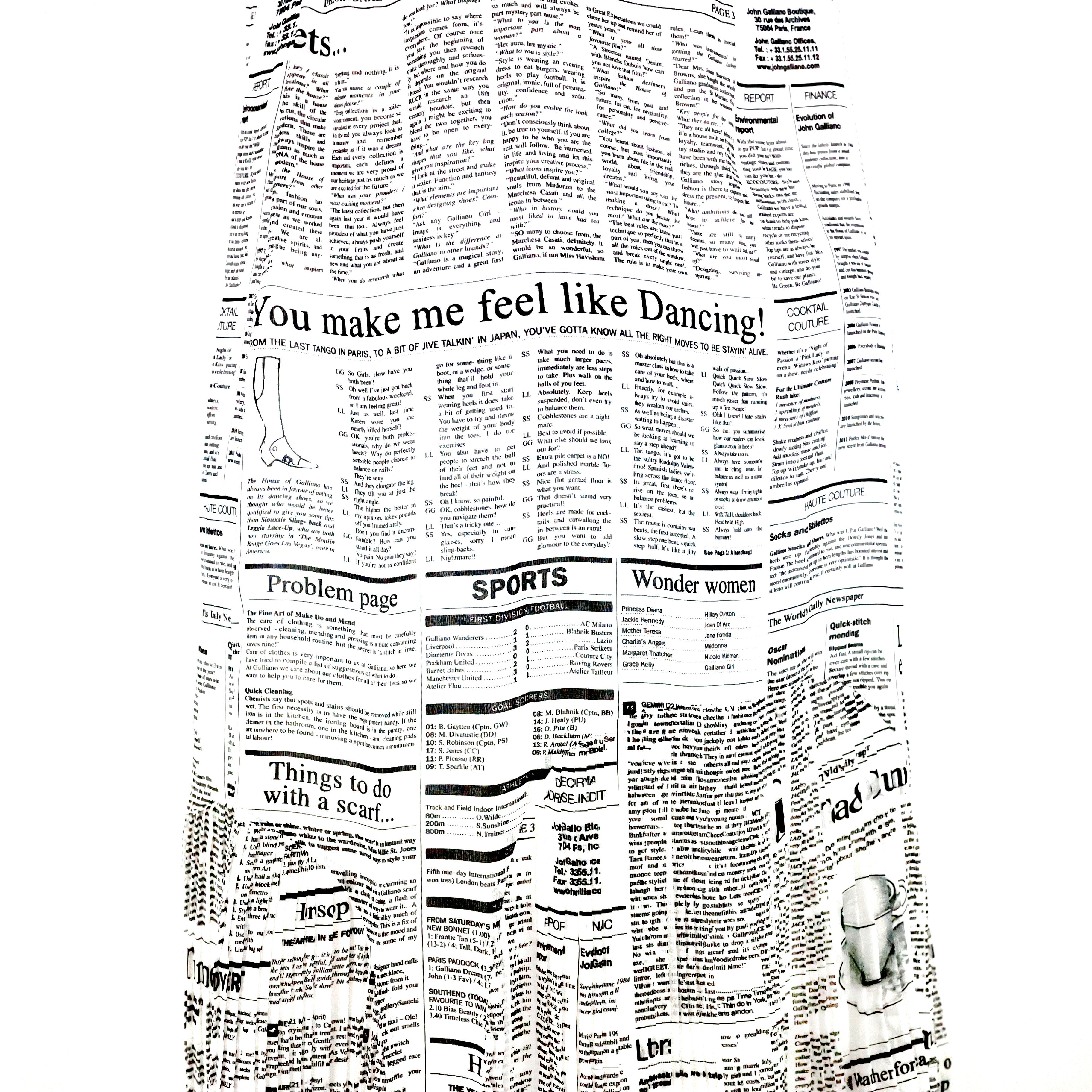 John Galliano Gazette / Newspaper Silk Dress For Sale 3