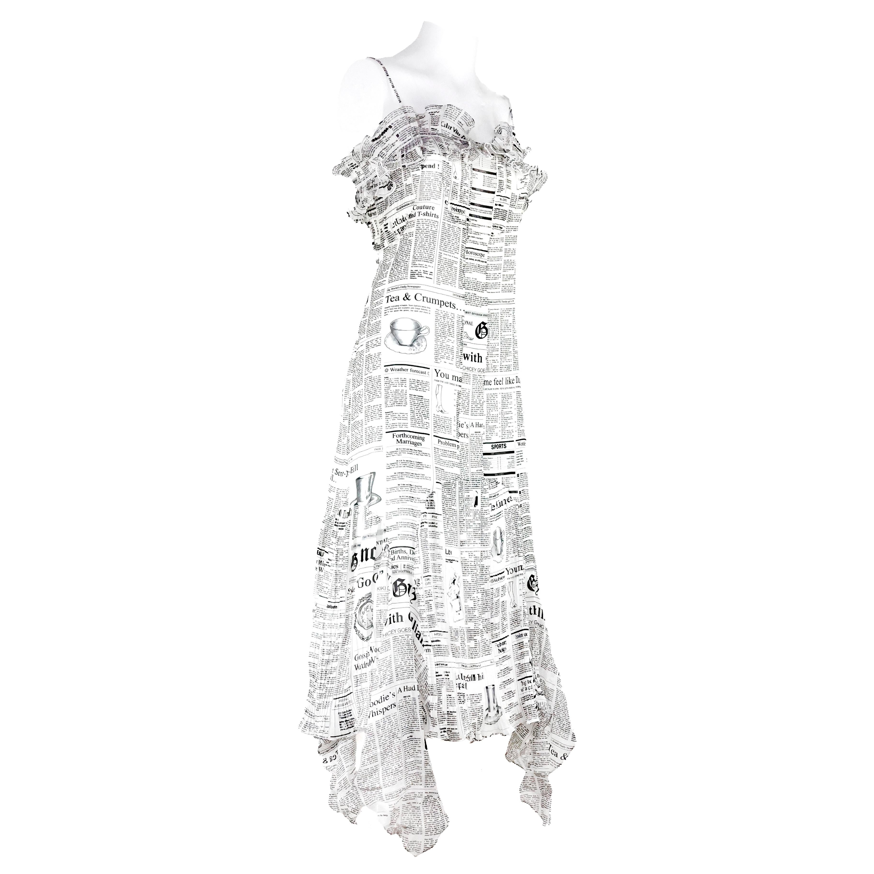 John Galliano Gazette / Newspaper Silk Dress For Sale 5