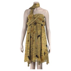 John Galliano - Mini robe en soie avec papier journal