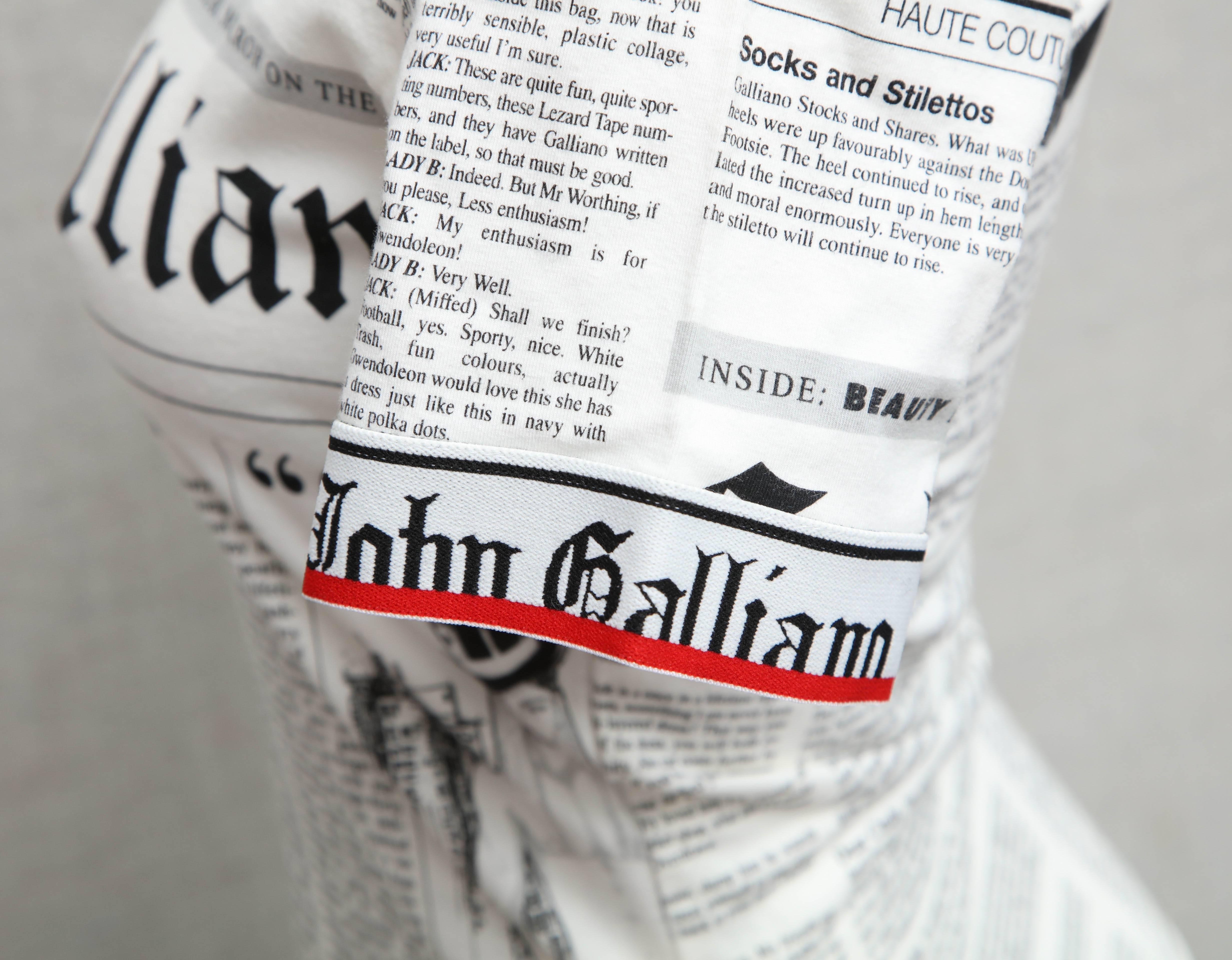 Gray John Galliano Newspaper T-Shirt For Sale