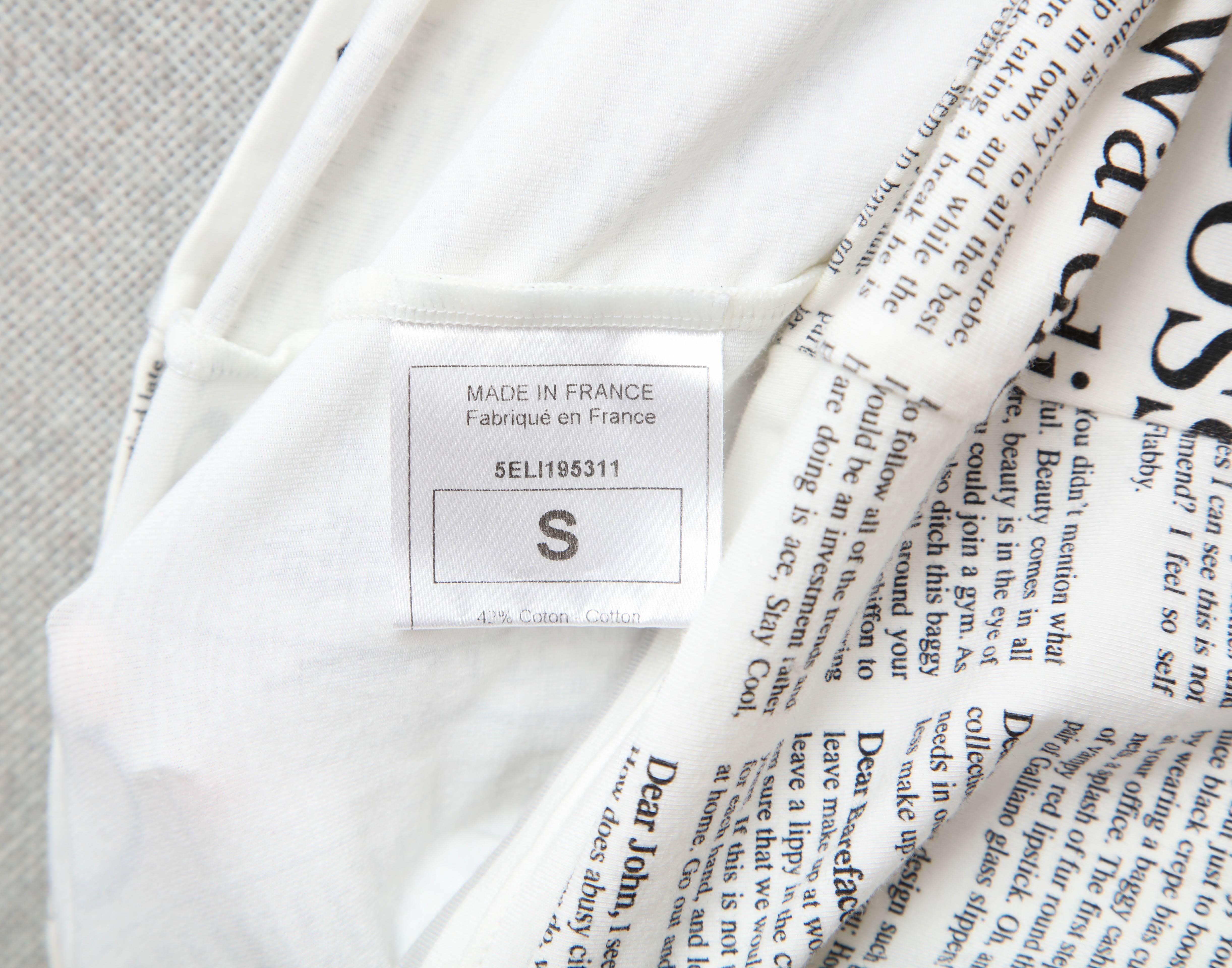 John Galliano Newspaper T-Shirt For Sale 1