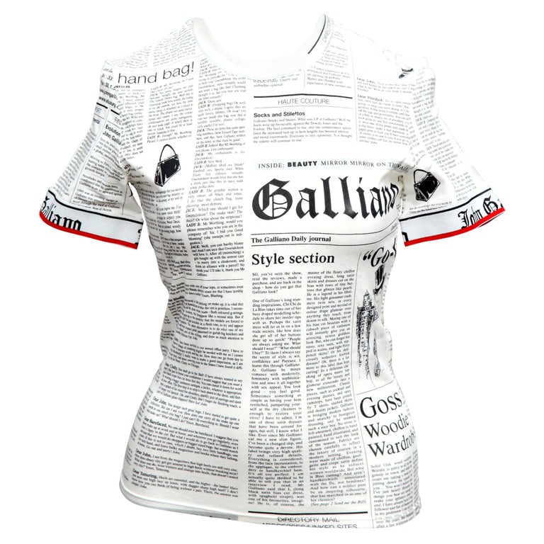 John Galliano Newspaper T-Shirt For Sale at 1stDibs | john galliano  newspaper shirt, john galliano newspaper t shirt, john galliano t shirt