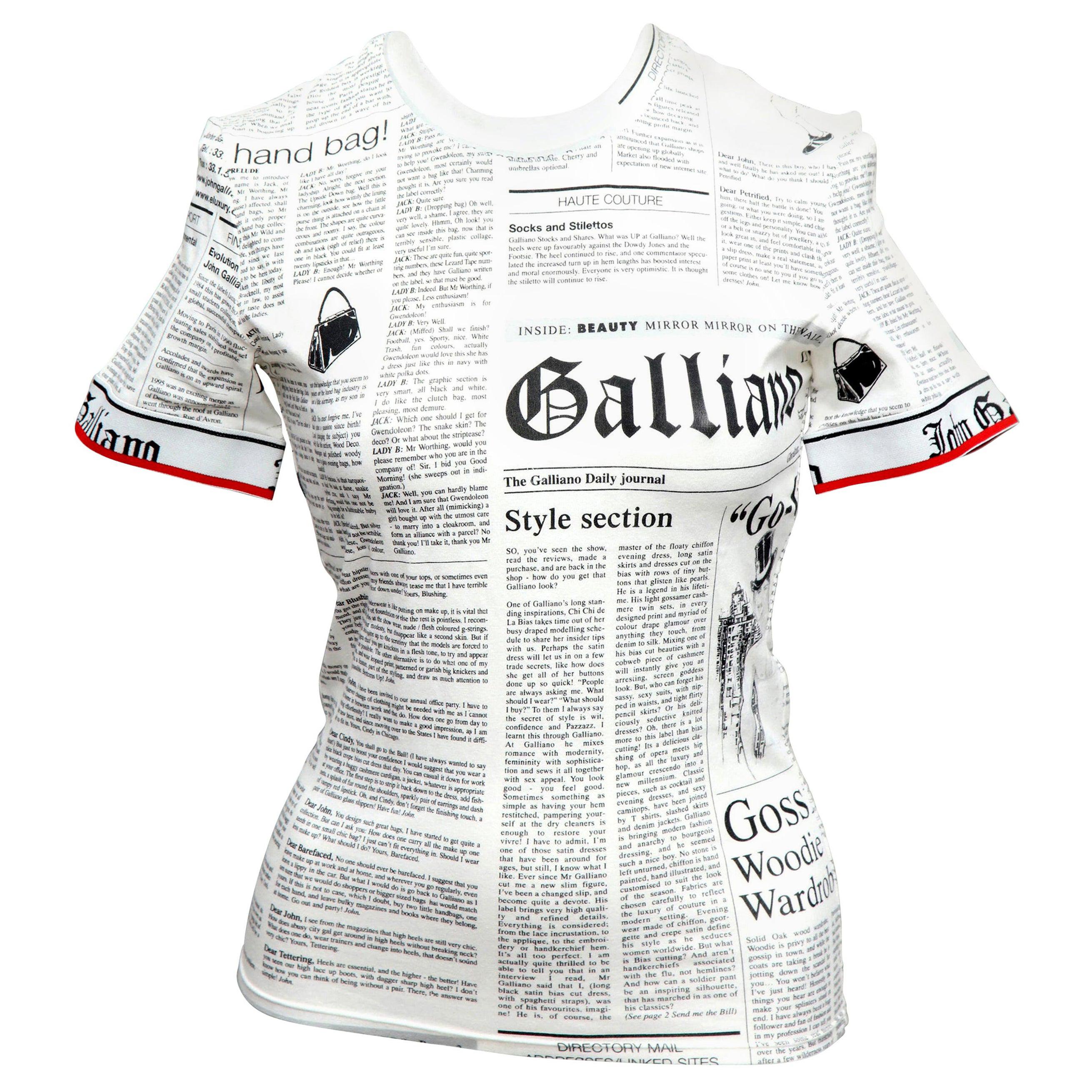 John Galliano Newspaper T-Shirt For Sale at 1stDibs
