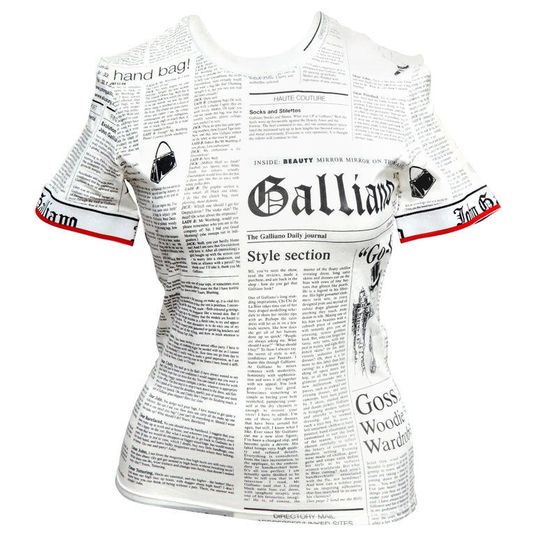 John Galliano Newspaper TShirt For Sale at 1stDibs