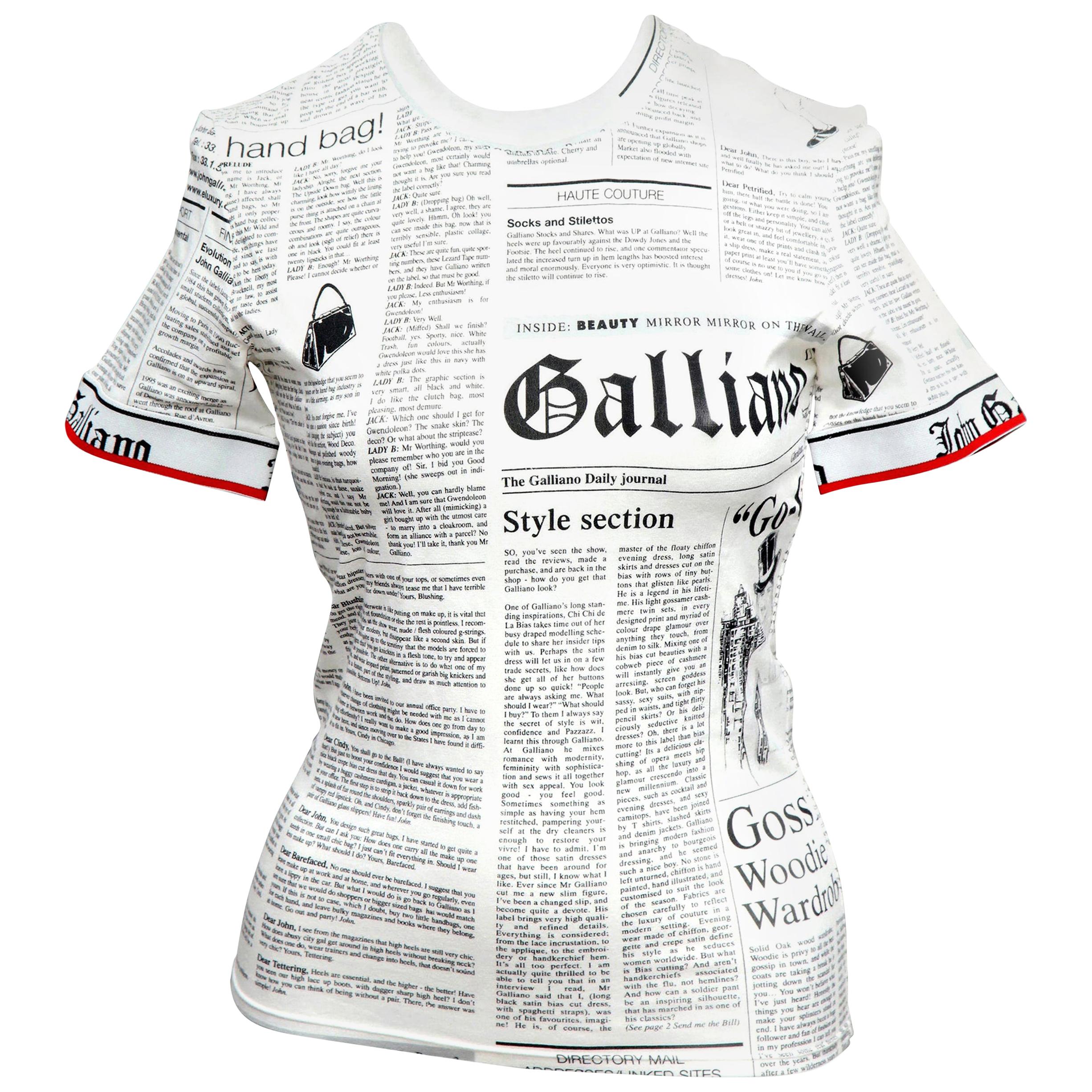 John Galliano Newspaper T-Shirt For Sale at 1stDibs | nylon 