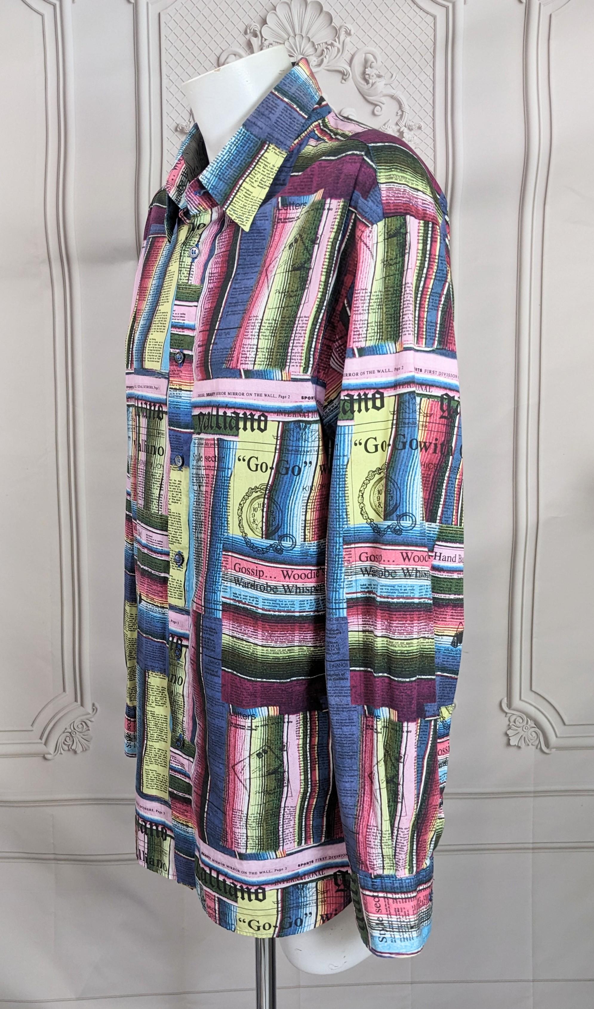 Femenino o masculino Camisa para hombre John Galliano Newsprint Multicolor en venta