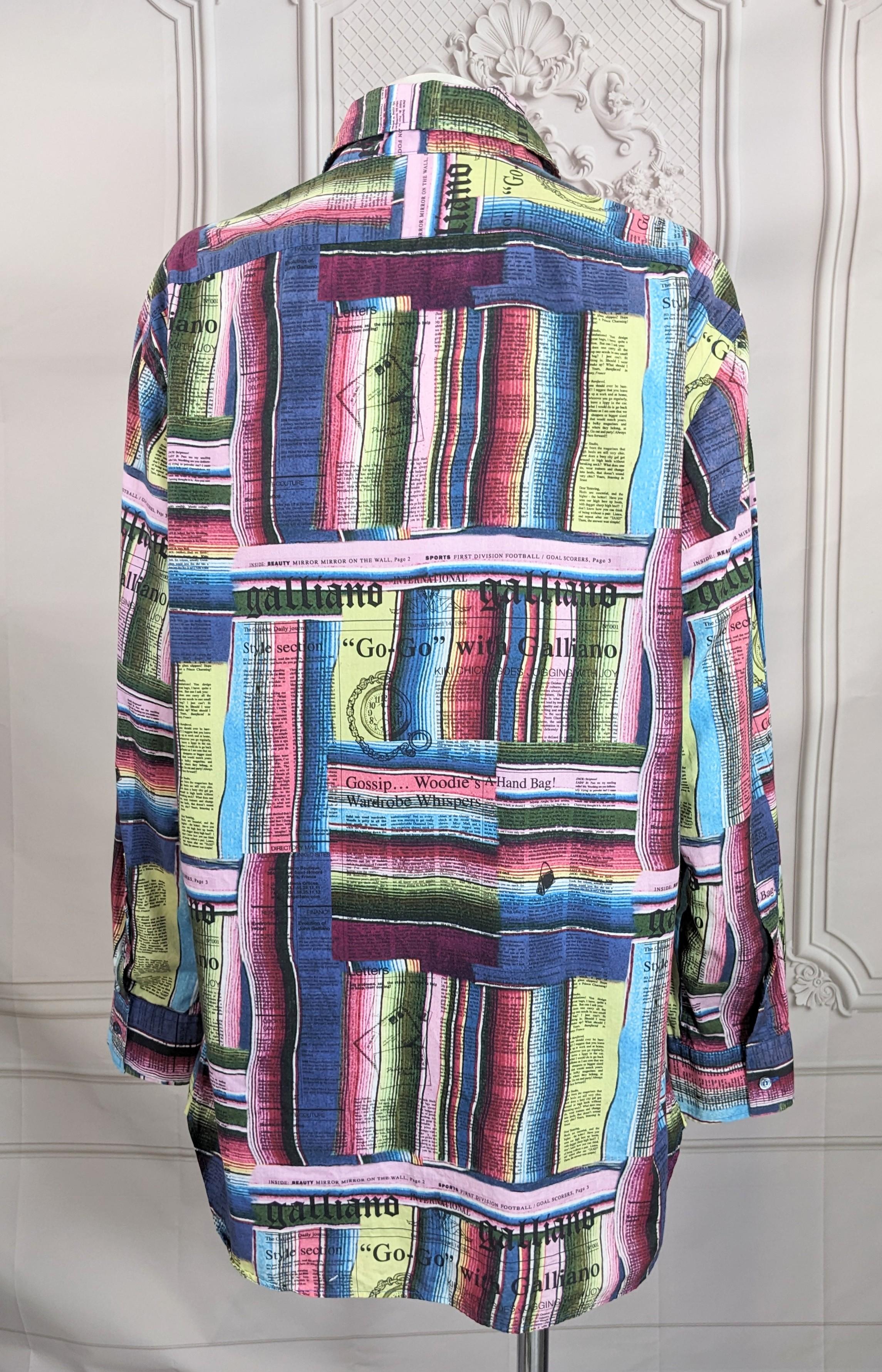 Camisa para hombre John Galliano Newsprint Multicolor en venta 1