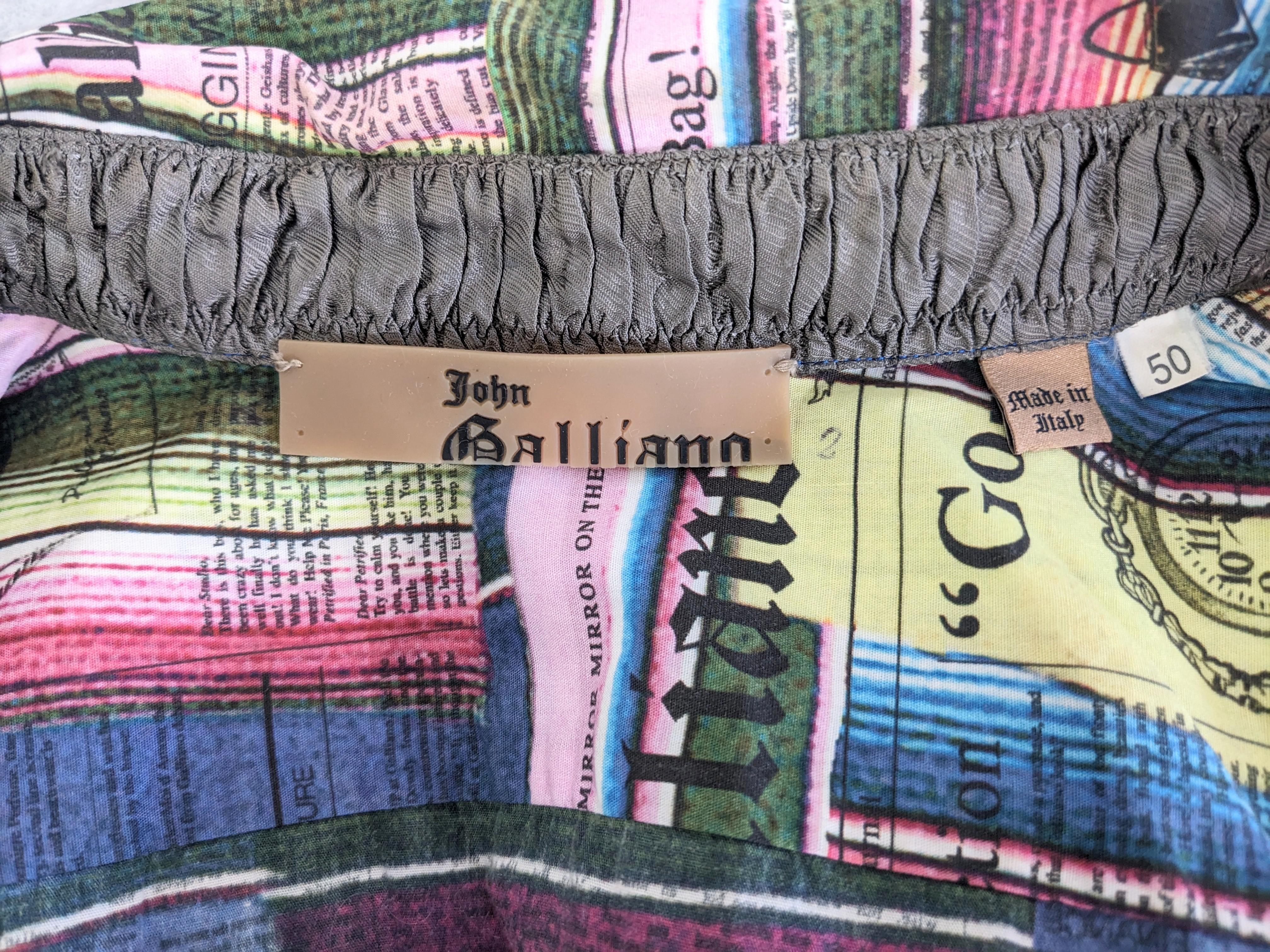 Camisa para hombre John Galliano Newsprint Multicolor en venta 3
