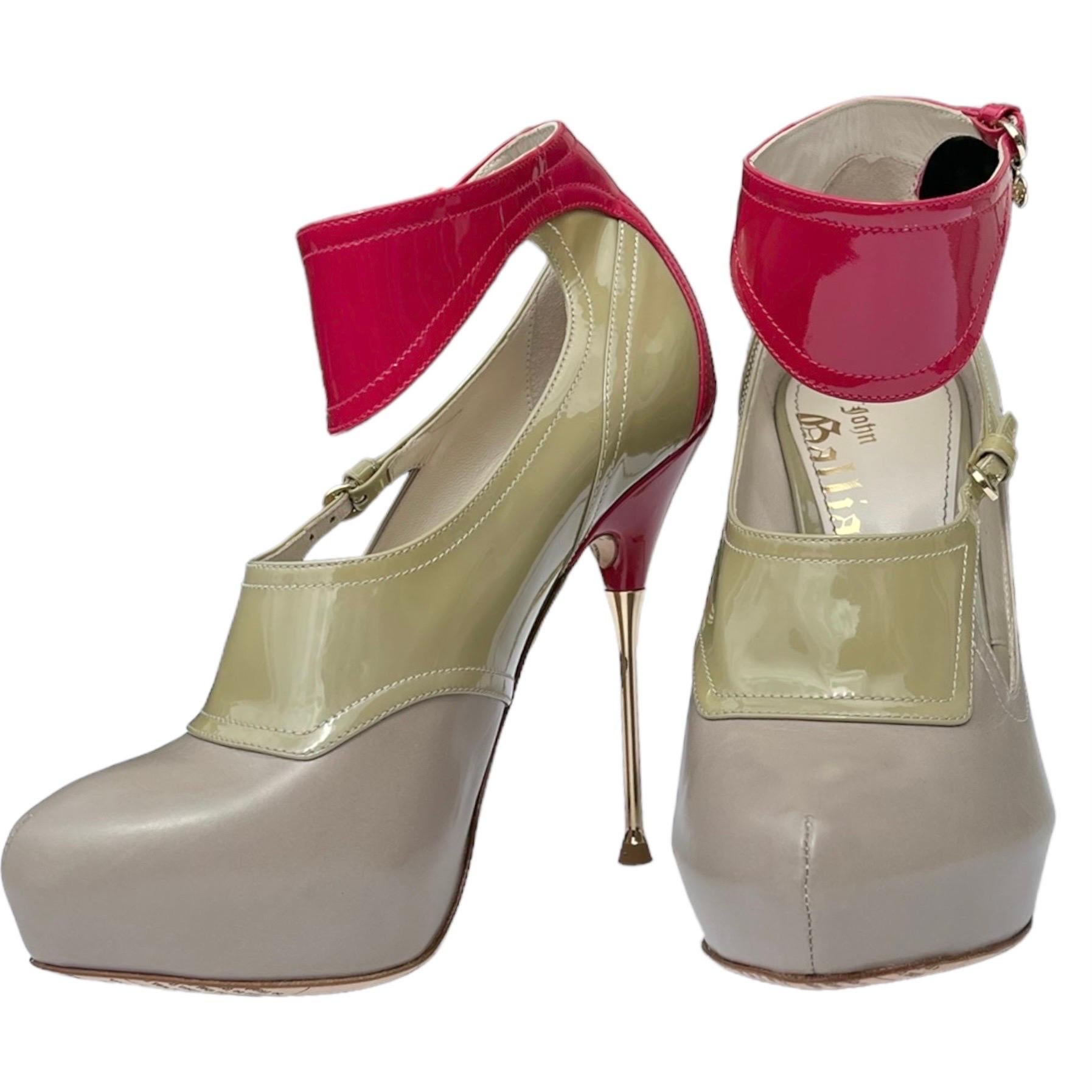 John Galliano Nude/Pink Platform & Stiletto Heel Shoes 36.5 NWT In New Condition For Sale In Montgomery, TX