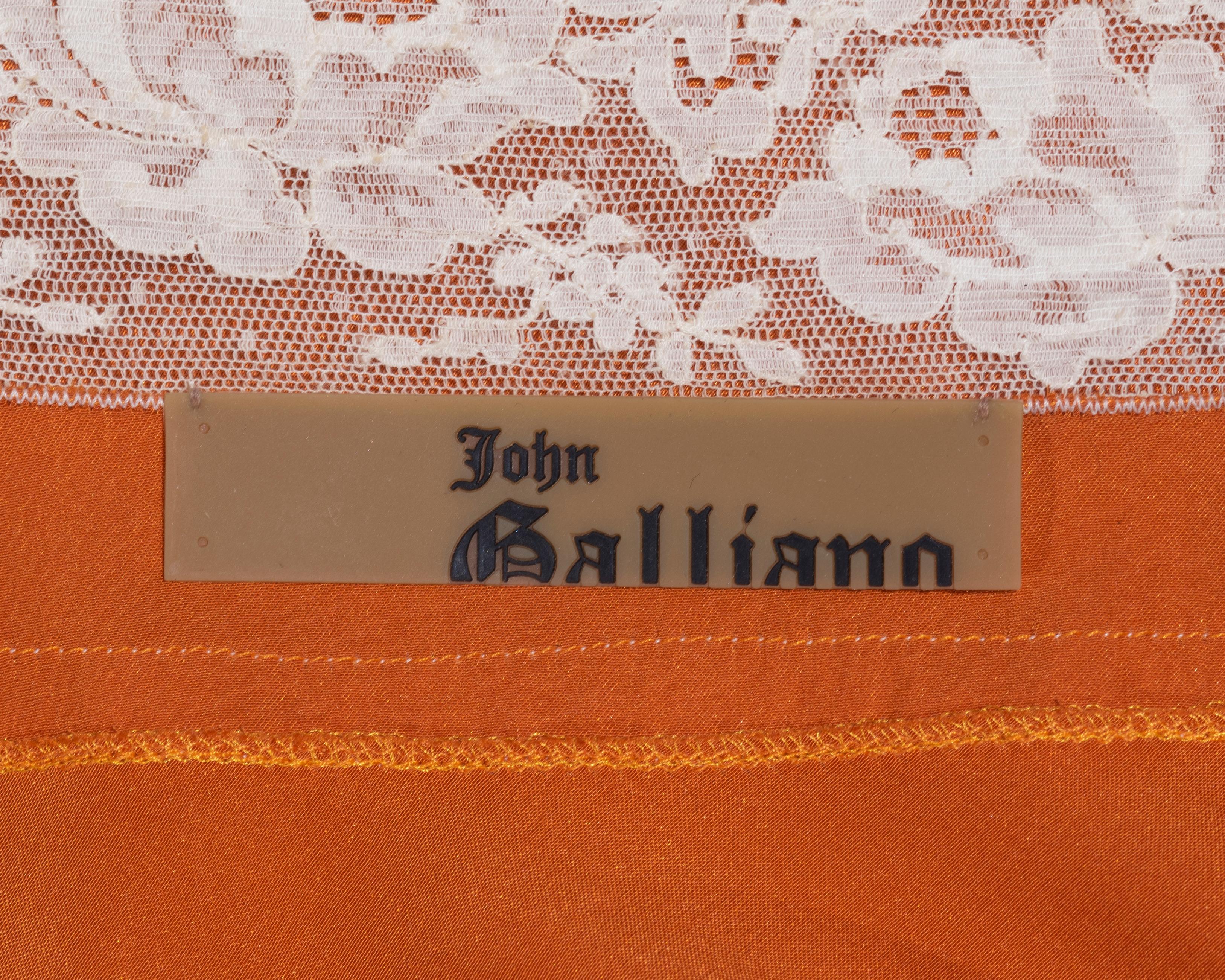 John Galliano orange silk and lace top and skirt set, ss 2006 6