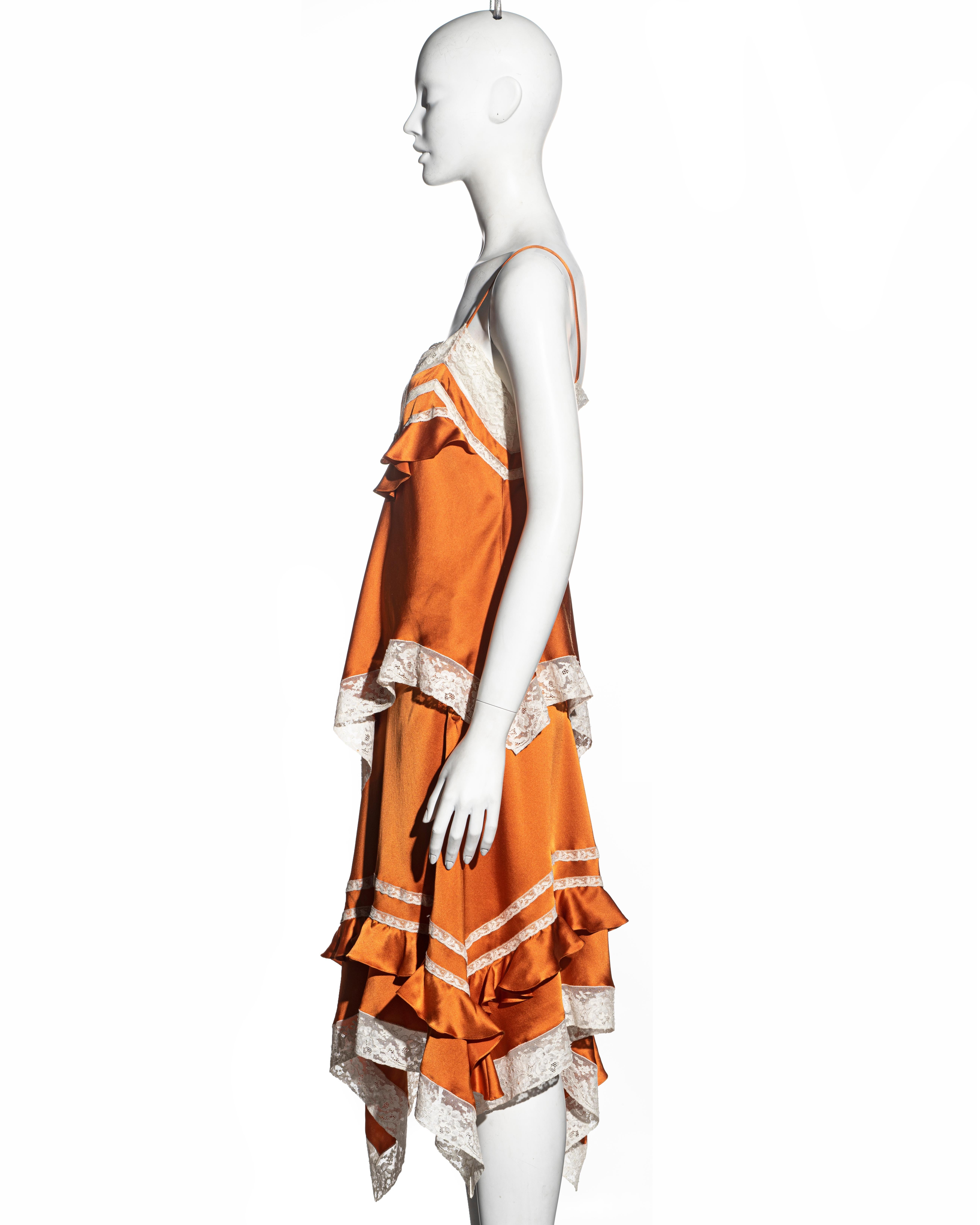 John Galliano orange silk and lace top and skirt set, ss 2006 1