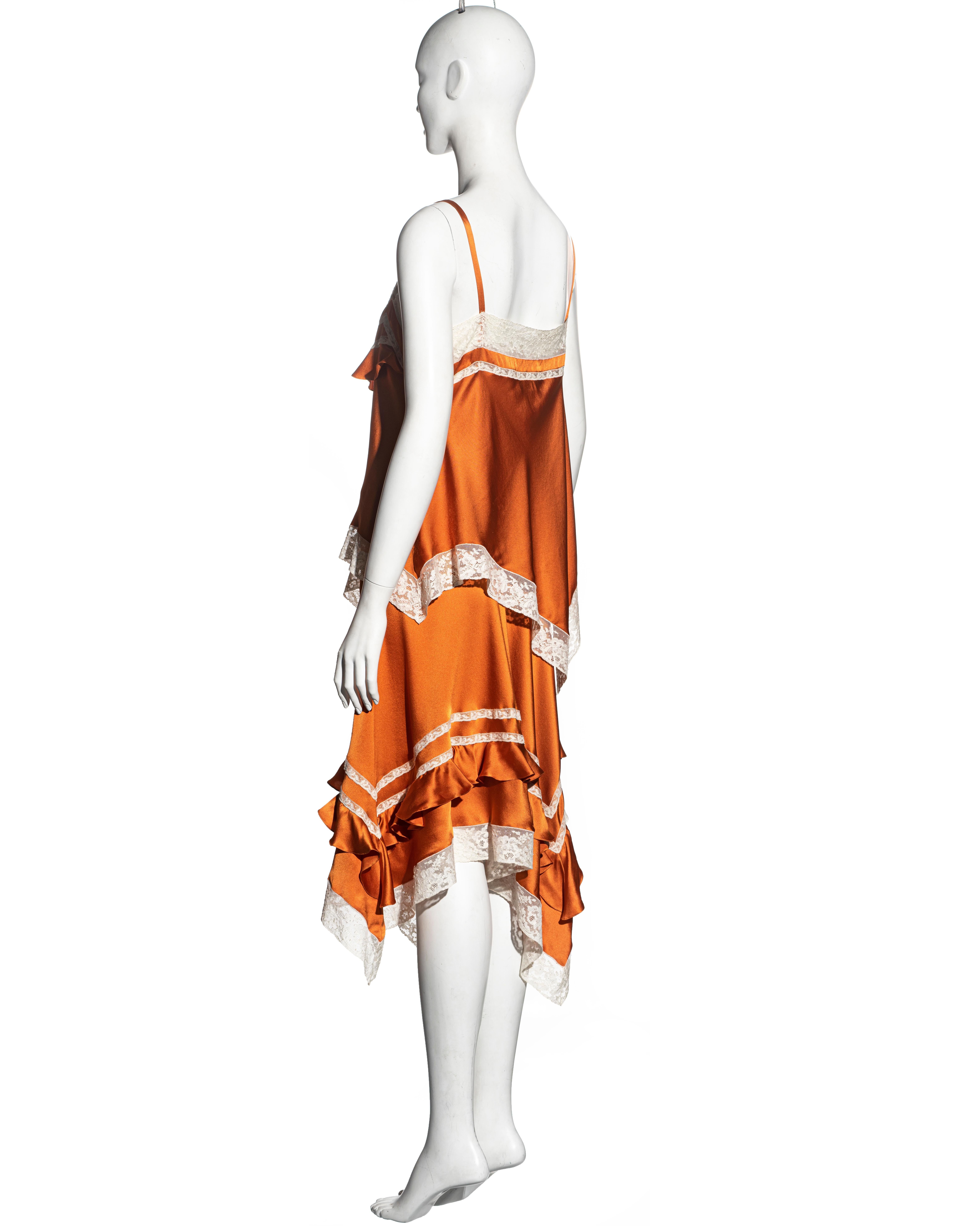 John Galliano orange silk and lace top and skirt set, ss 2006 2
