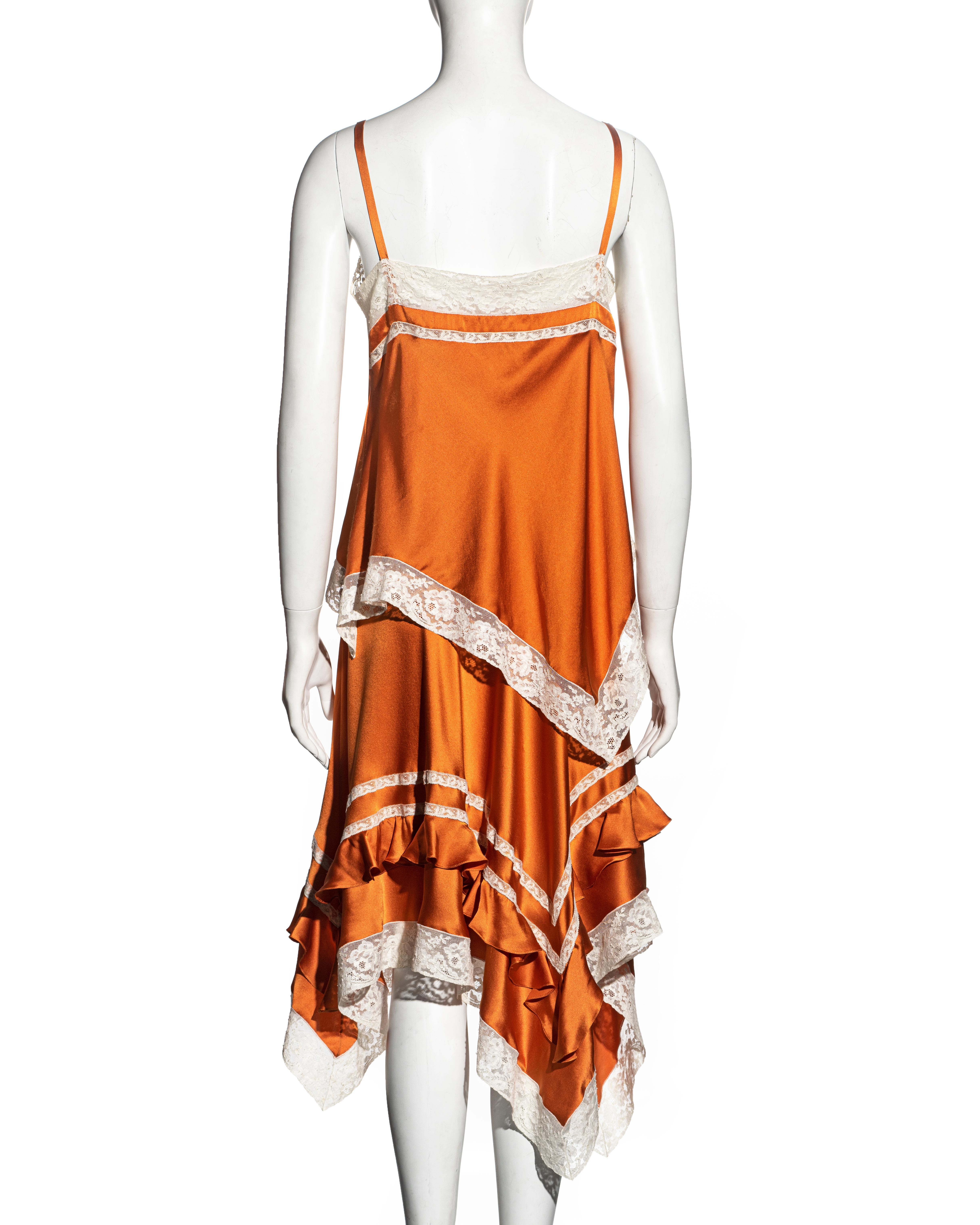 John Galliano orange silk and lace top and skirt set, ss 2006 4
