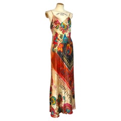 John Galliano - Robe maxi en soie imprimée Paisley