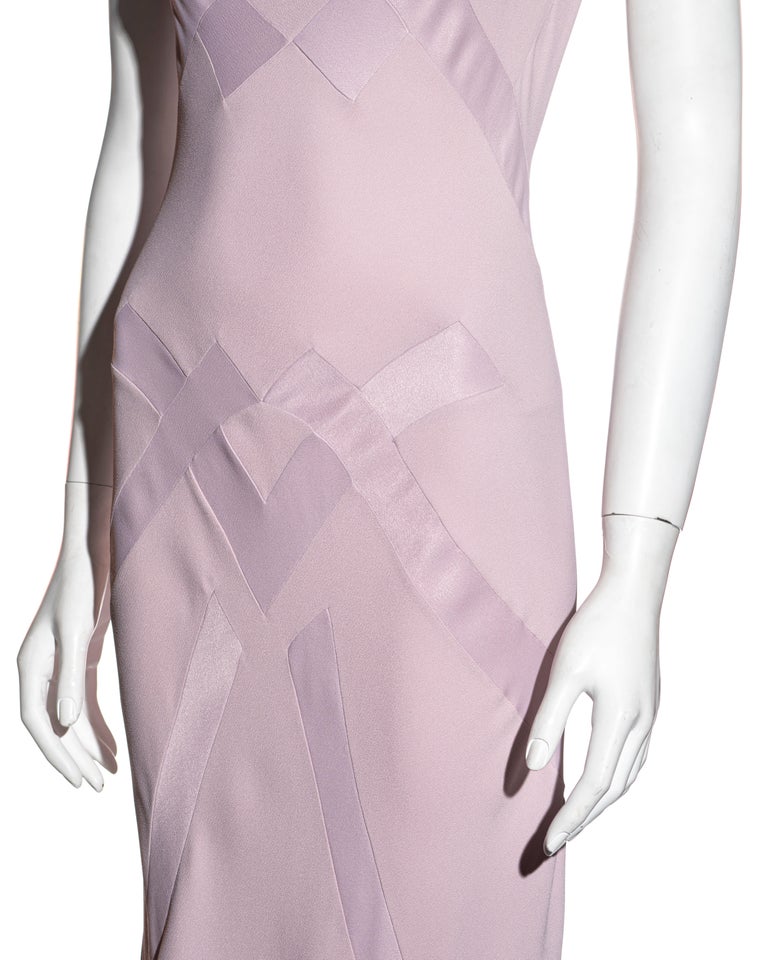 John Galliano pale pink satin backed crepe trained evening slip dress, ss 1995 For Sale 2