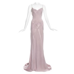 Robe de soirée en soie rose pâle coupée en biais John Galliano:: ss 1995