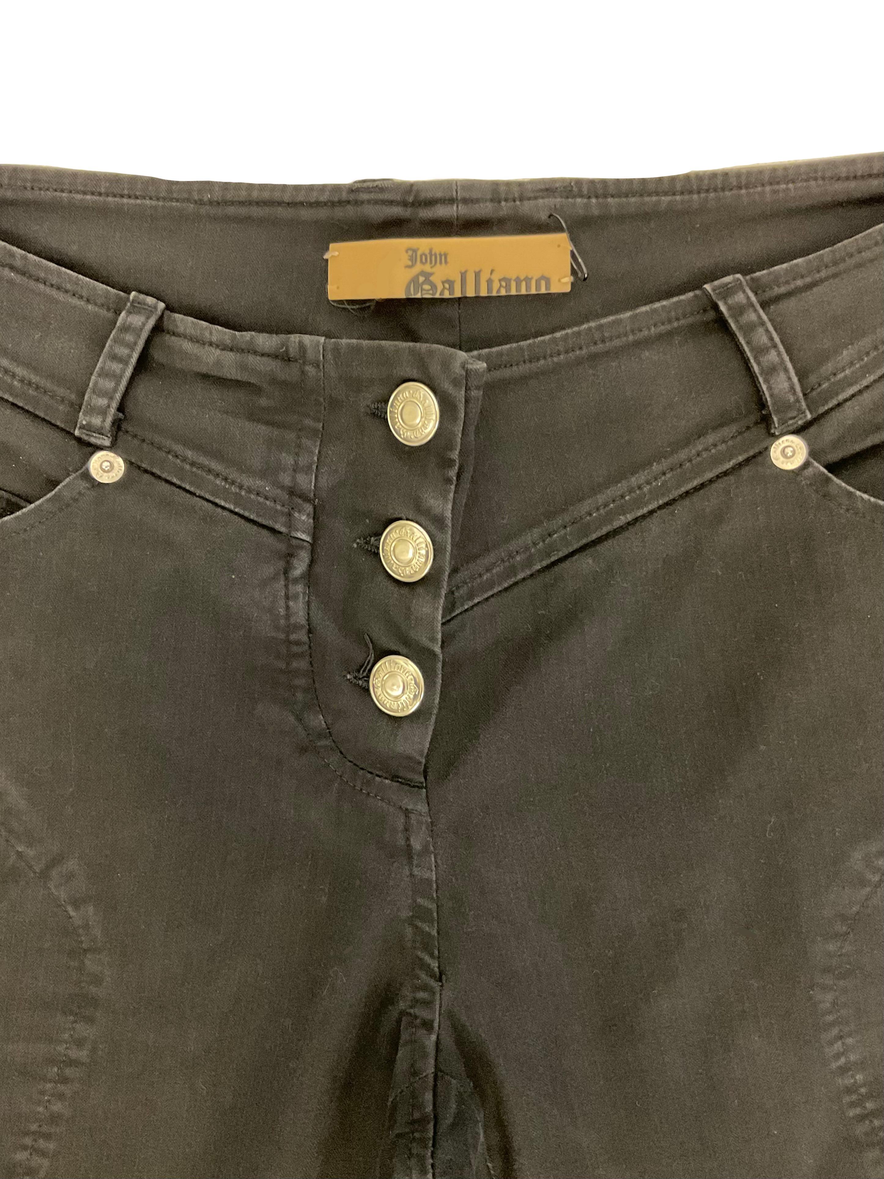 JOHN GALLIANO Pantalone slim nero in tessuto denim stretch In New Condition For Sale In Milano, IT