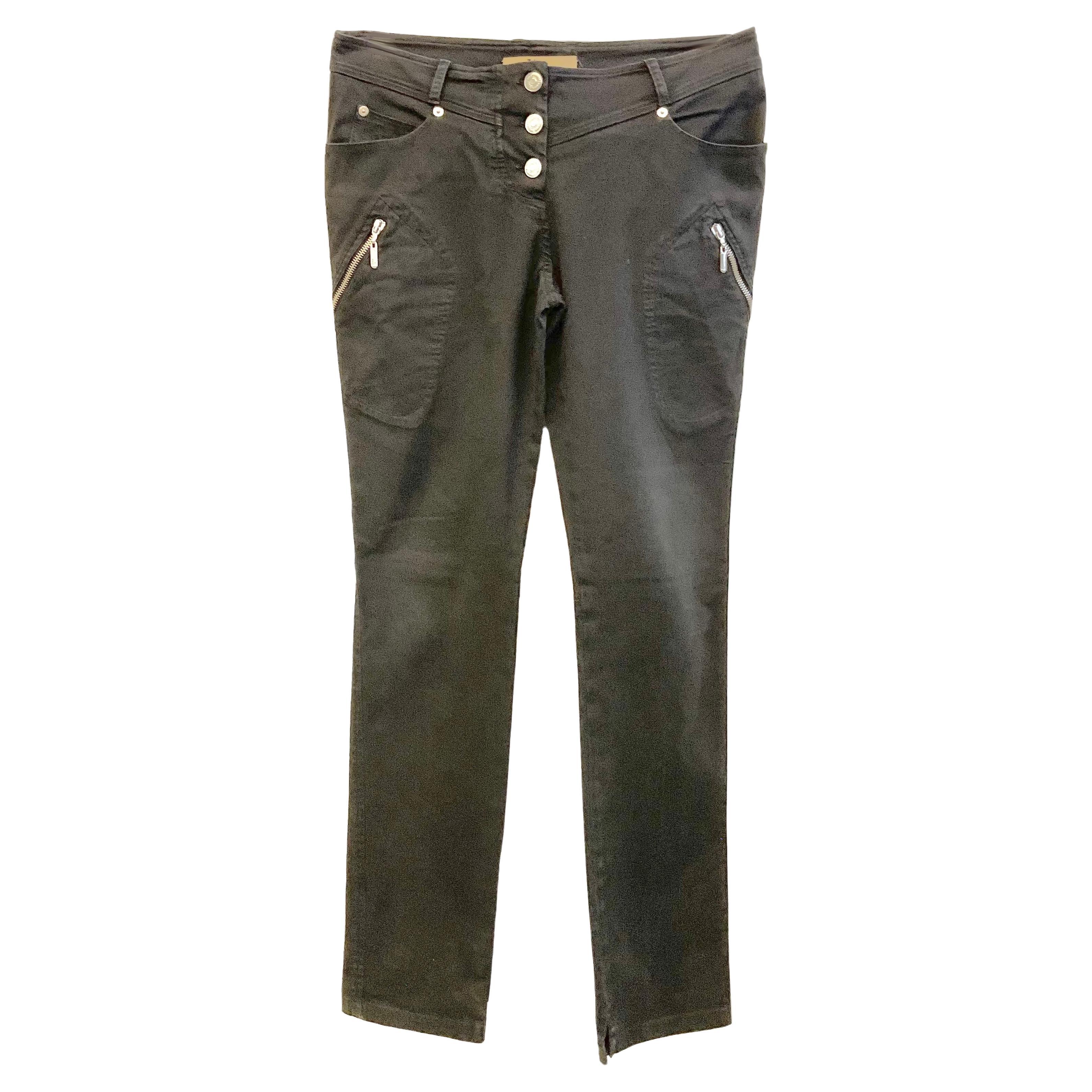 JOHN GALLIANO Pantalone slim nero in tessuto denim stretch For Sale