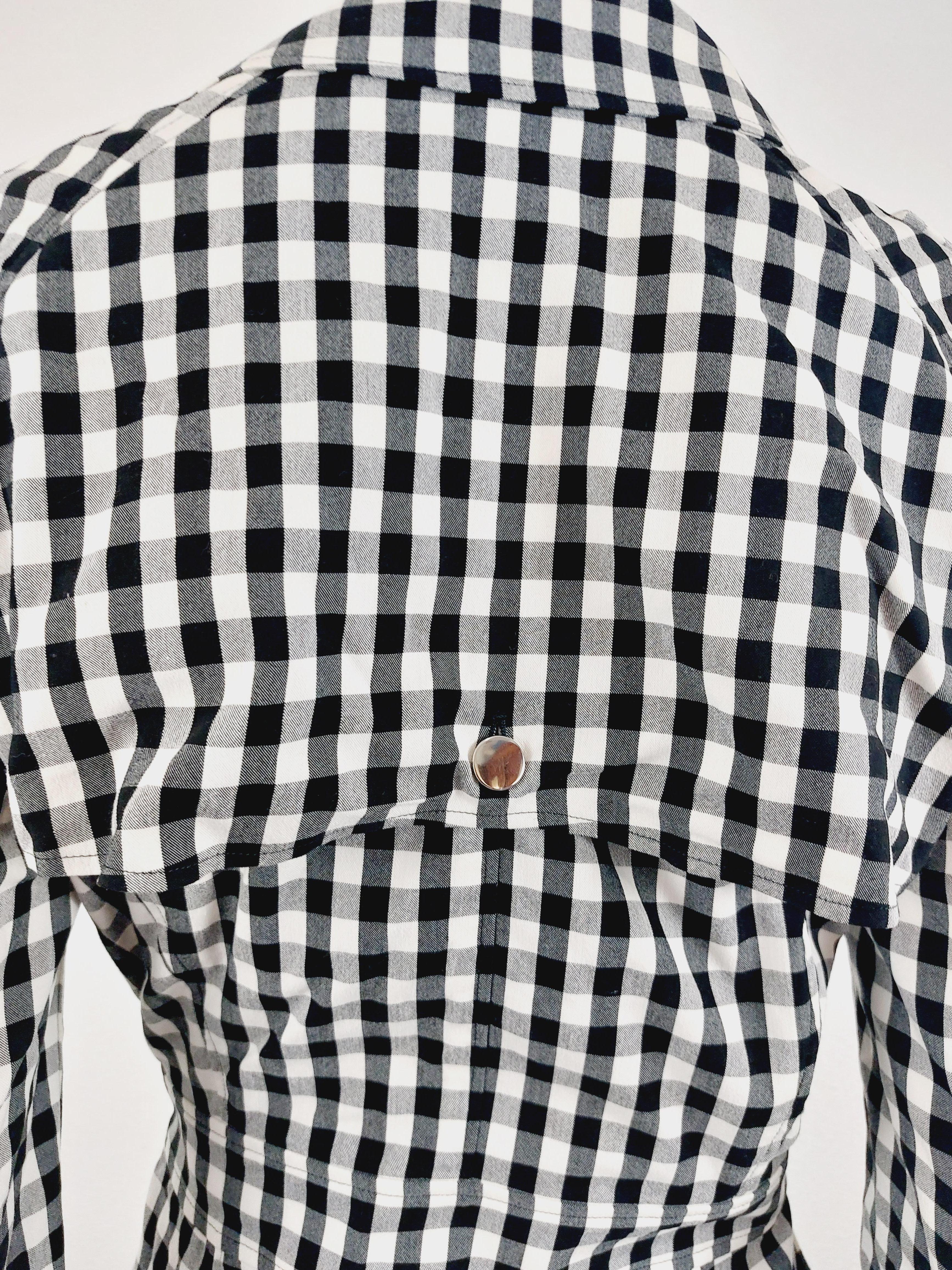 John Galliano Paris Checkered Vintage Y2K Button Up Blazer Jacket For Sale 8