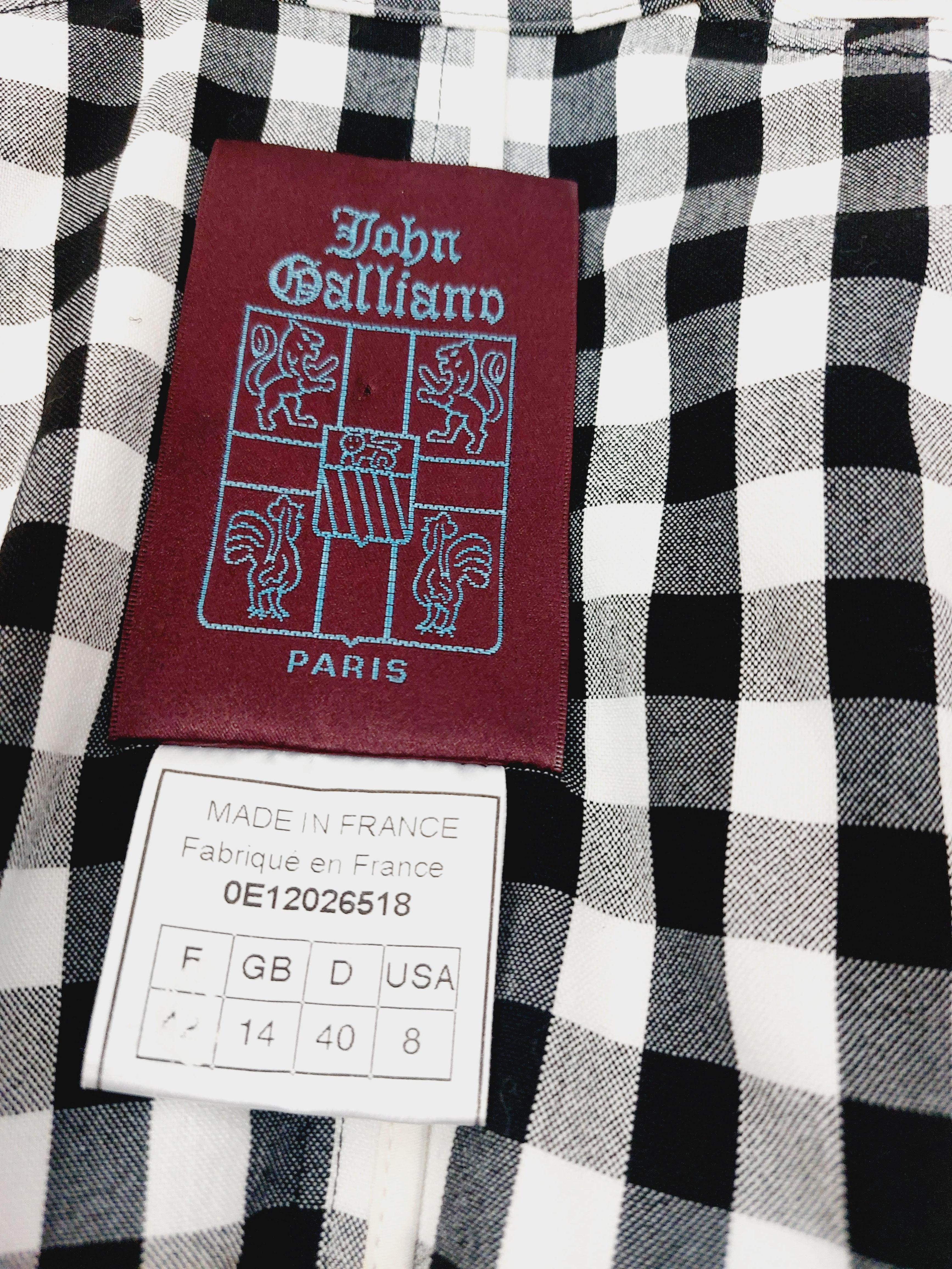 John Galliano Paris Checkered Vintage Y2K Button Up Blazer Jacket For Sale 11