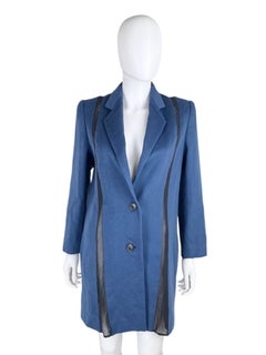 John Galliano Paris Mid 1990's Blue Wool & Organza Coat