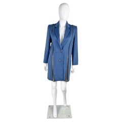 John Galliano Paris Mid 1990's Blue Wool & Organza Coat