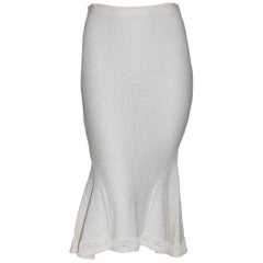 John Galliano Paris Off White Vintage Knit Viscose Pencil Skirt Peplum 1990s 