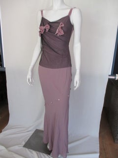 John Galliano Paris Violet Bows Roses Dress and Scarf Small